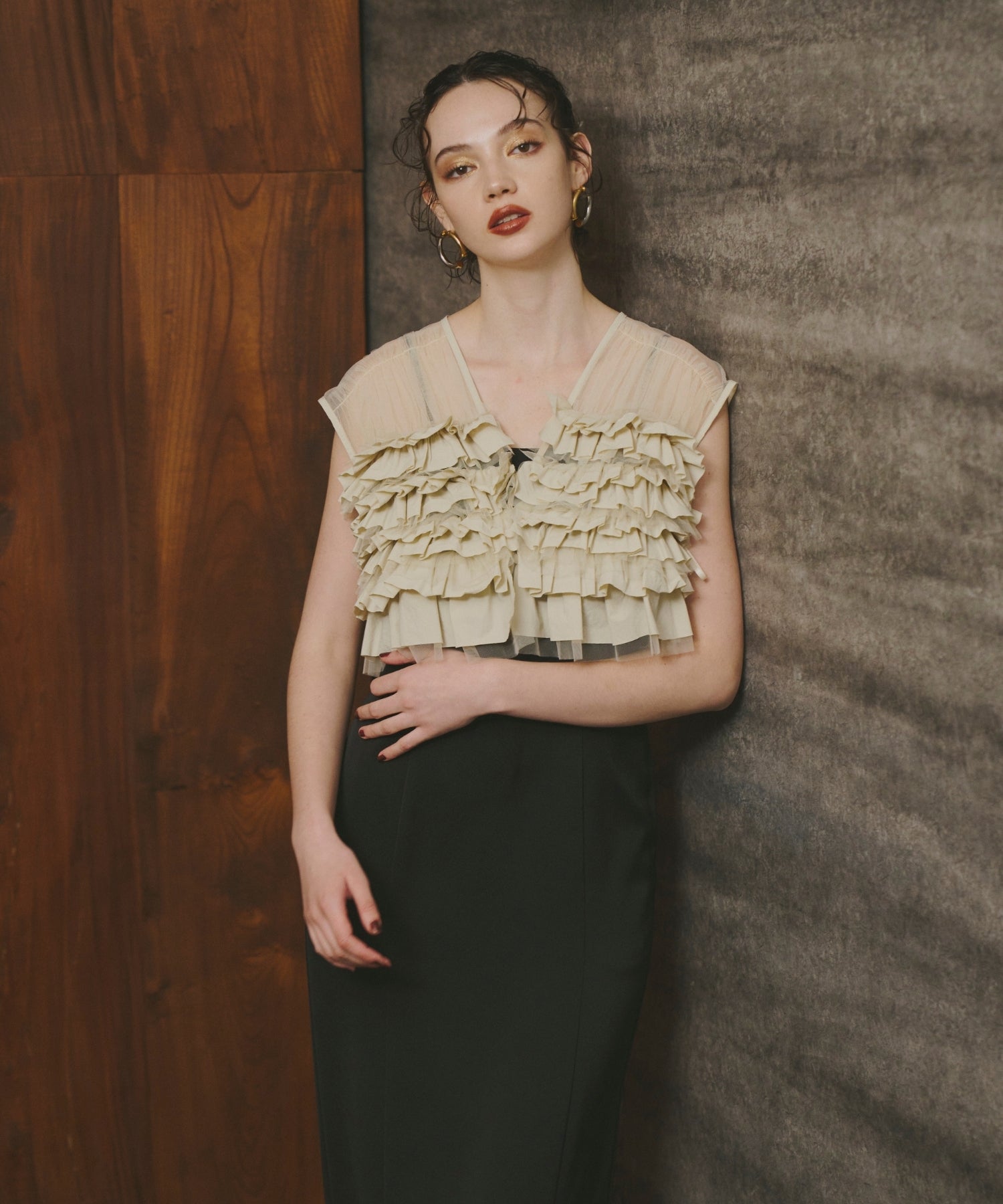 TAFFETA TULLE VEST SET DRESS