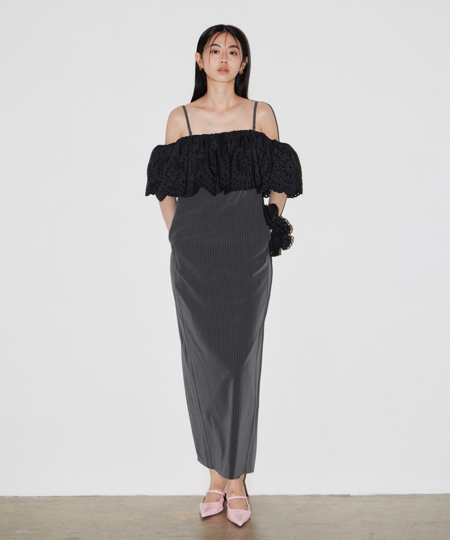 CUTWORK FRILL DRESS
