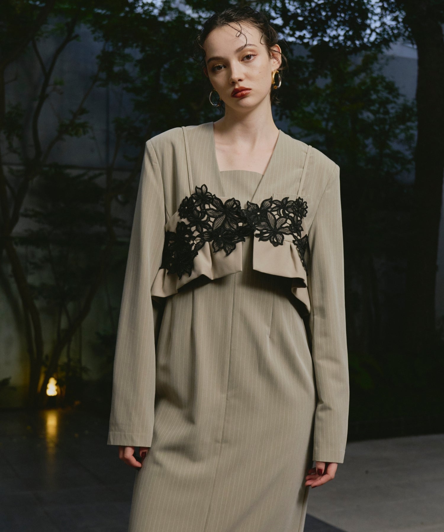 PINSTRIPE TAILORED BUSTIER DRESS