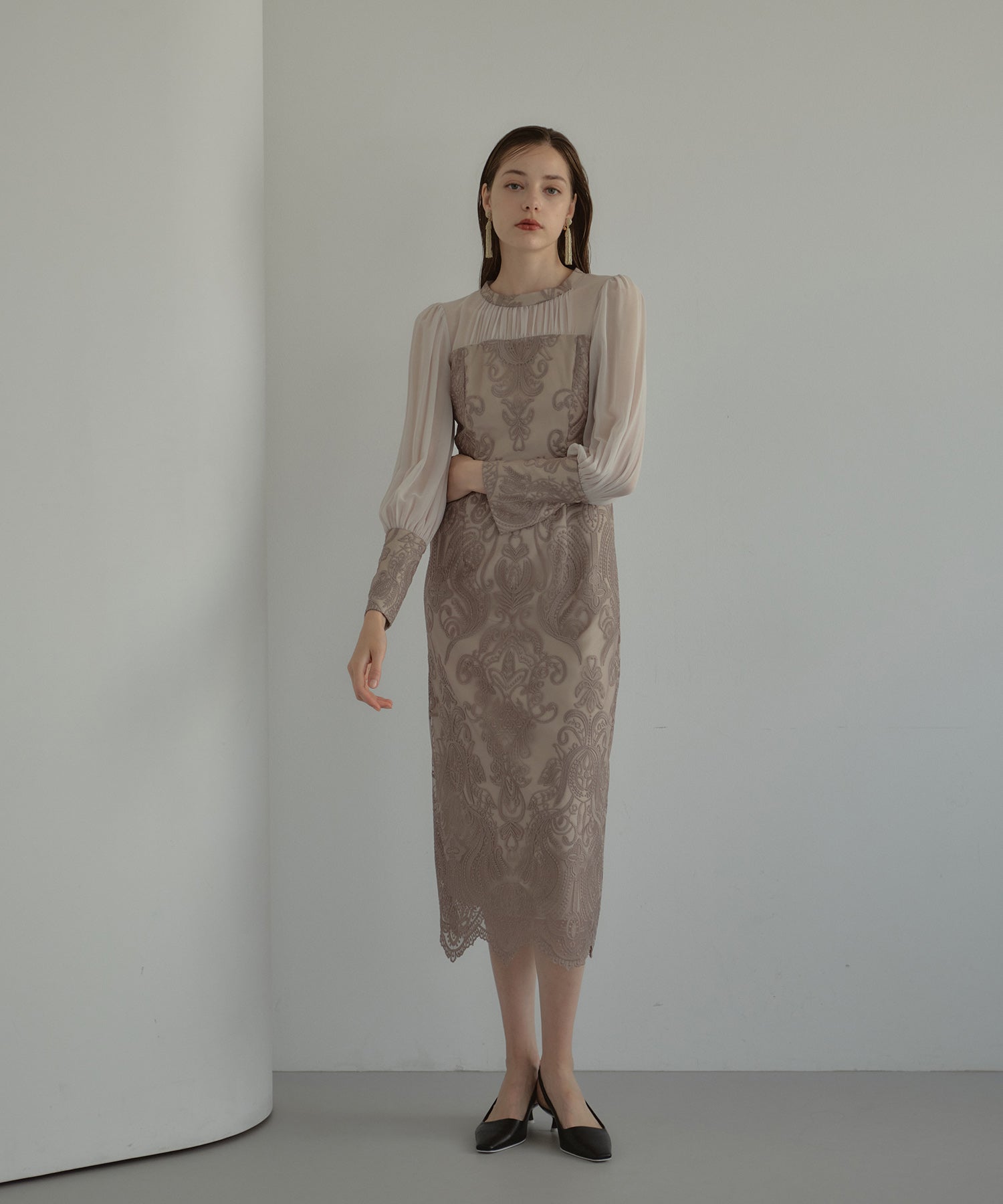 DAMASK GATHER DRESS