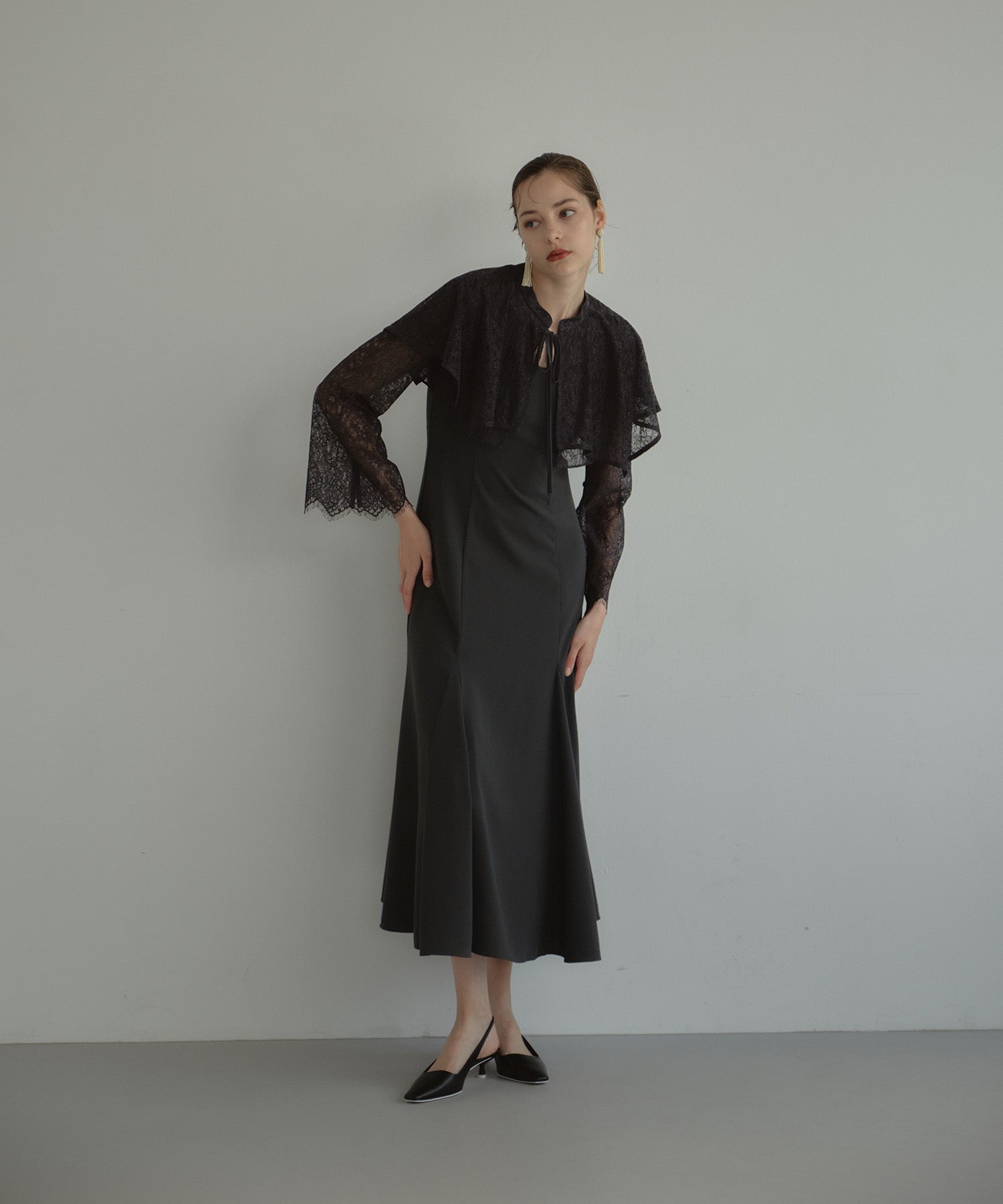 LAYERED CAPE DRESS