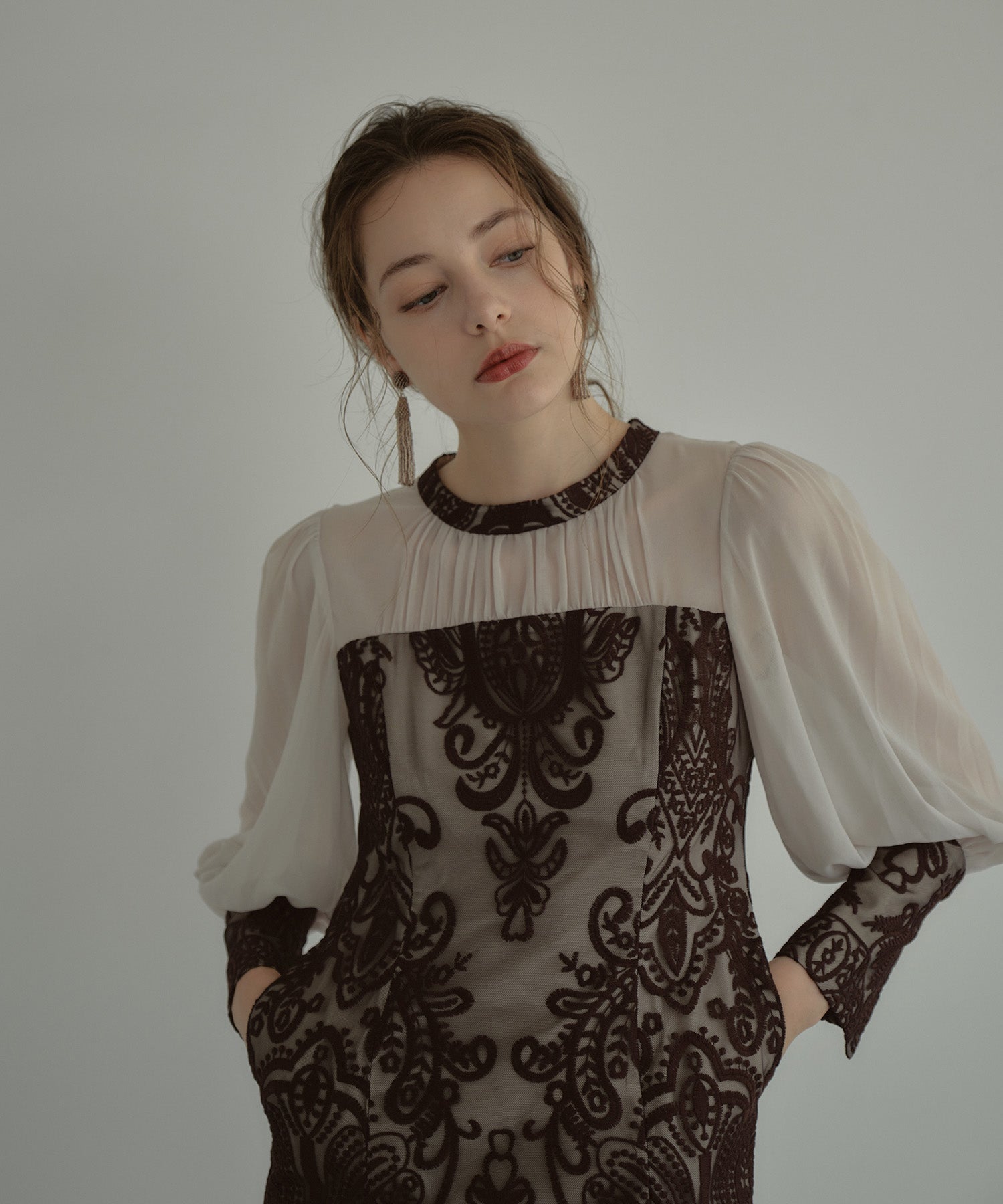 DAMASK GATHER DRESS