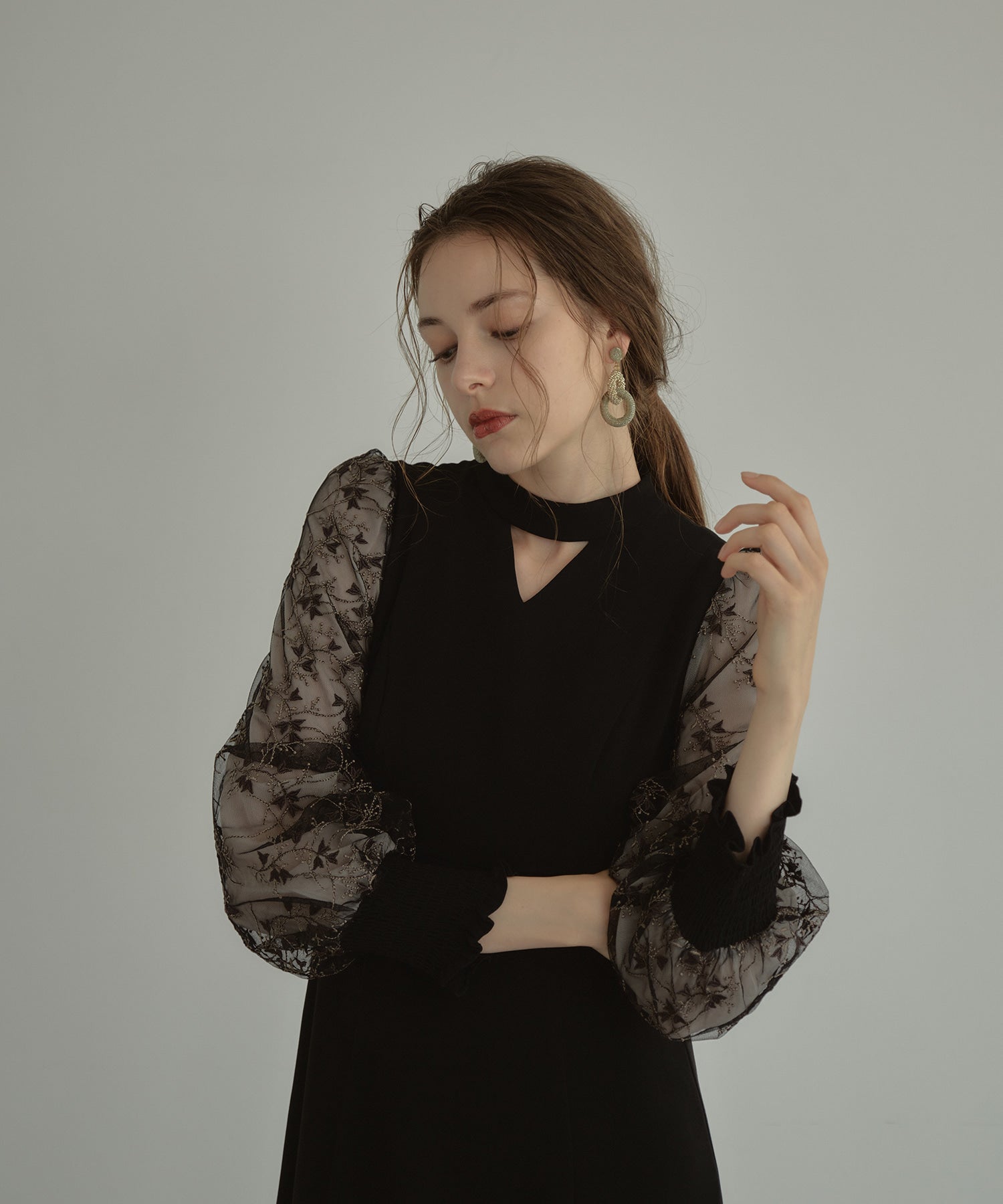 SLEEVE EMBROIDERY DRESS