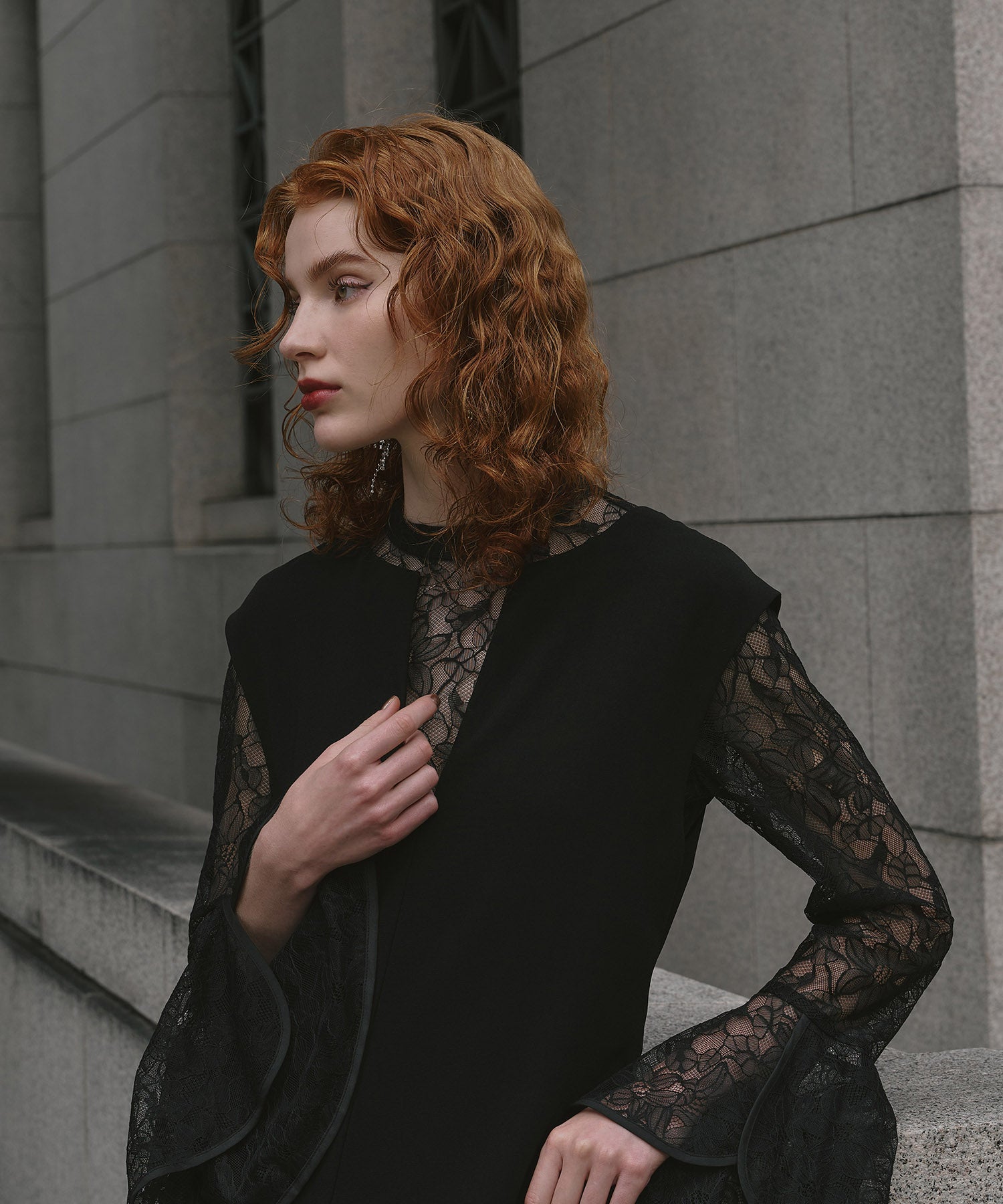 BELL SLEEVE SLIT DRESS