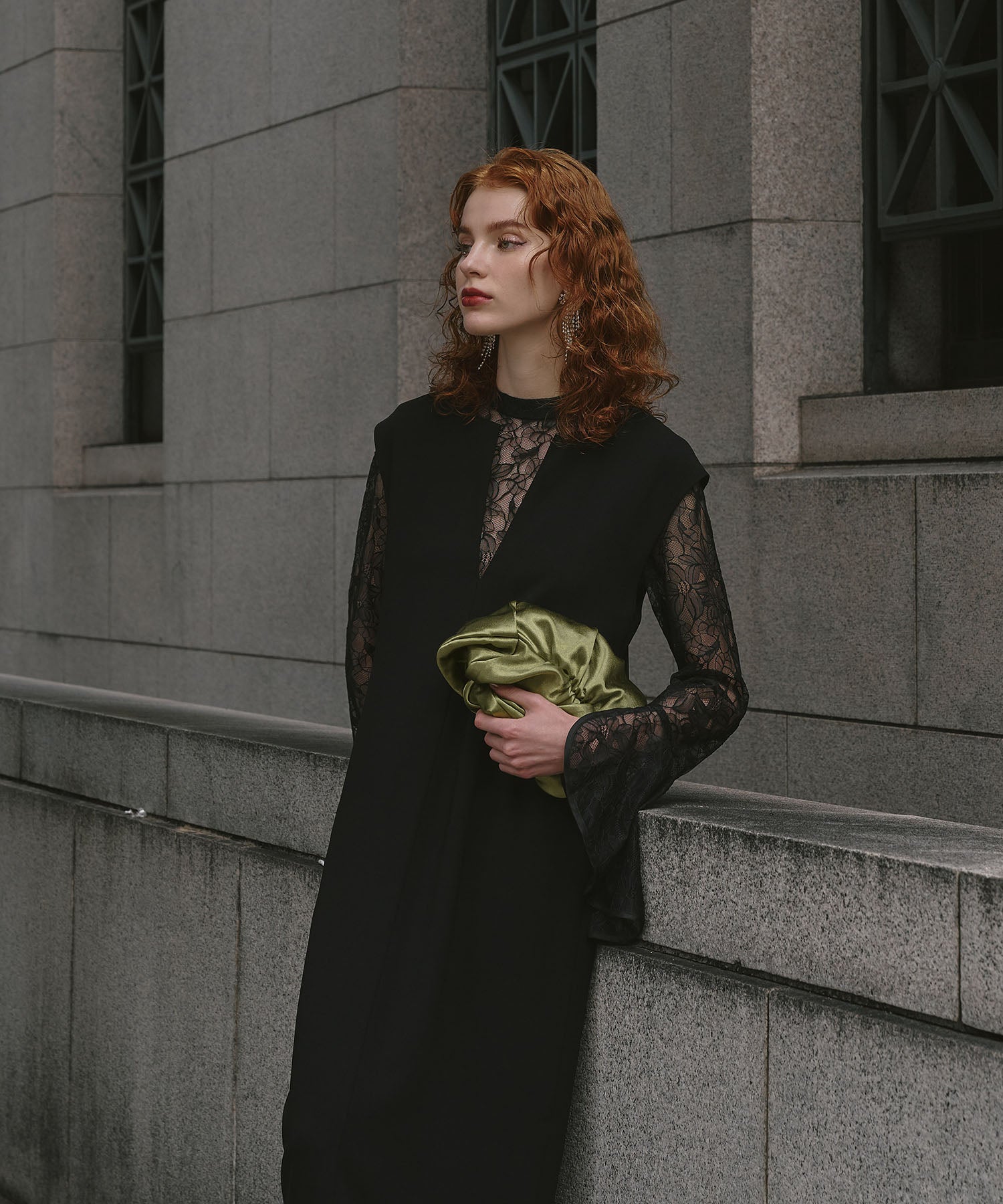 BELL SLEEVE SLIT DRESS
