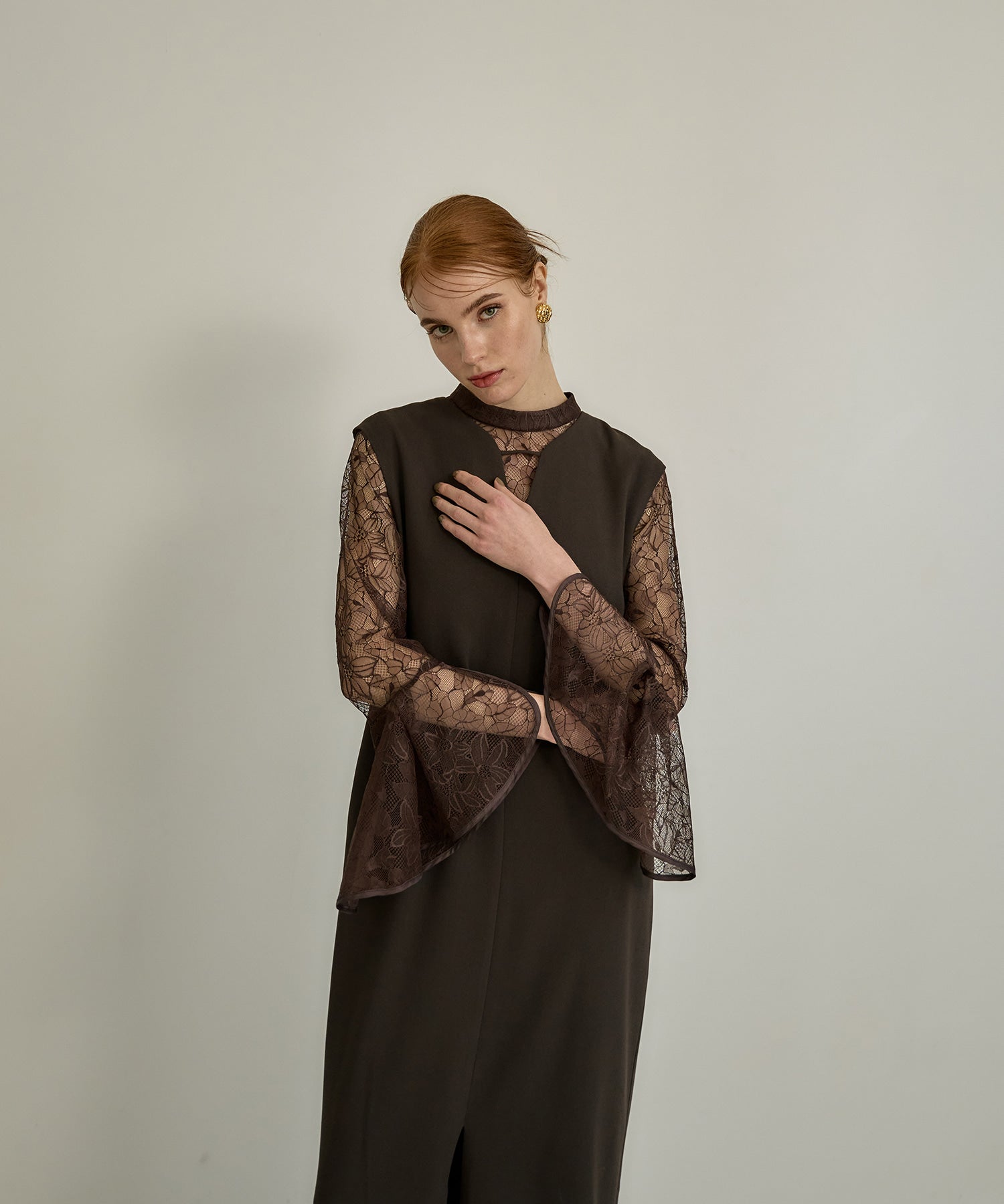 BELL SLEEVE SLIT DRESS