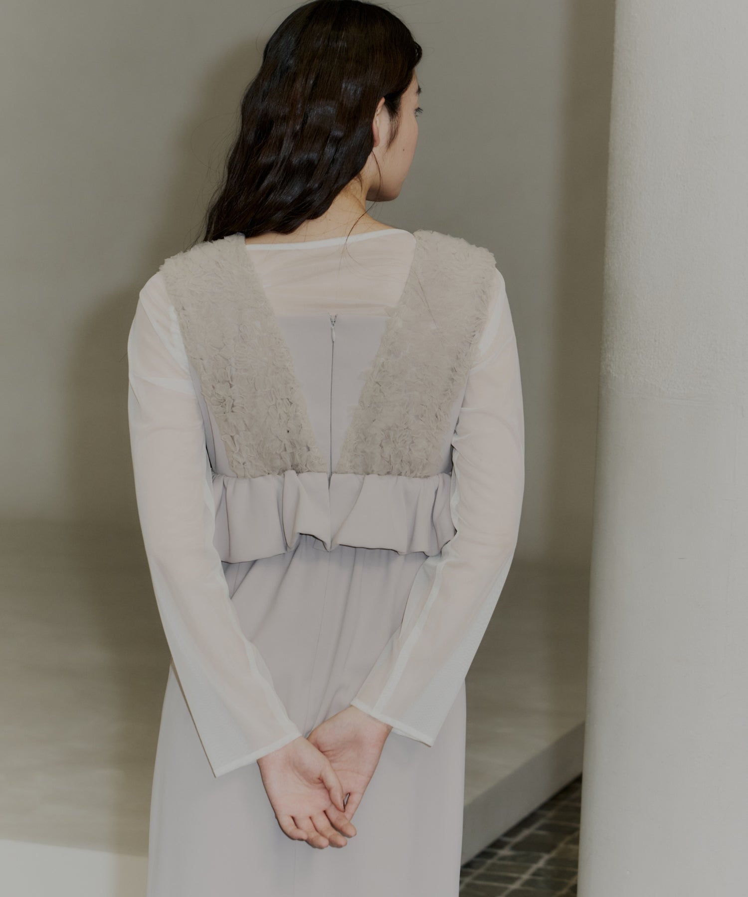 VOLUME TULLE PEPLUM DRESS