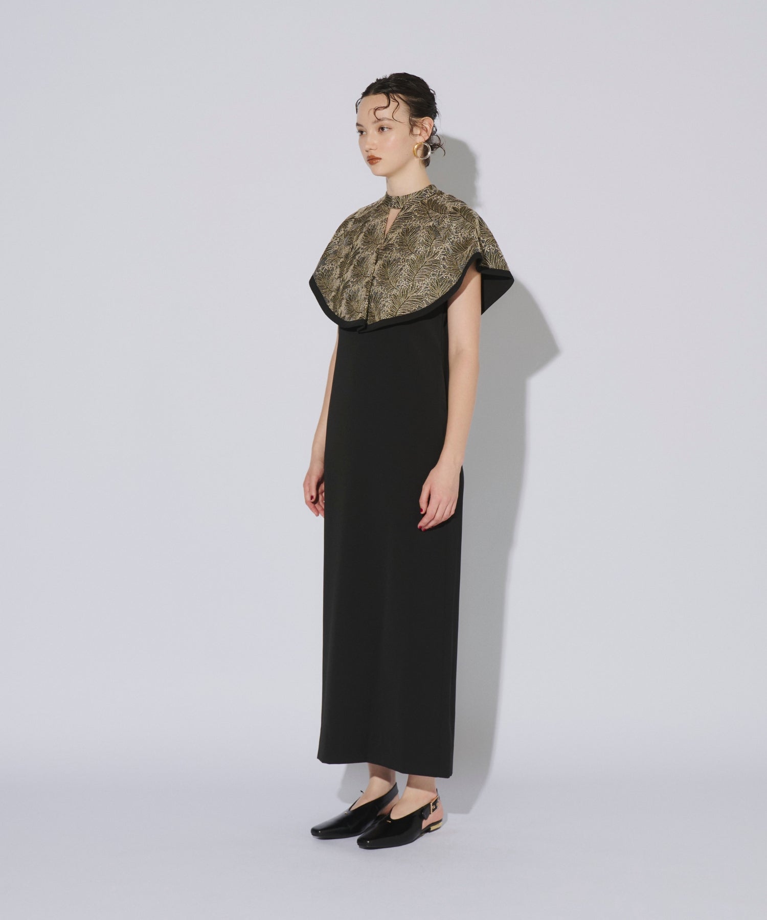 EMBROIDERY CAPE DRESS