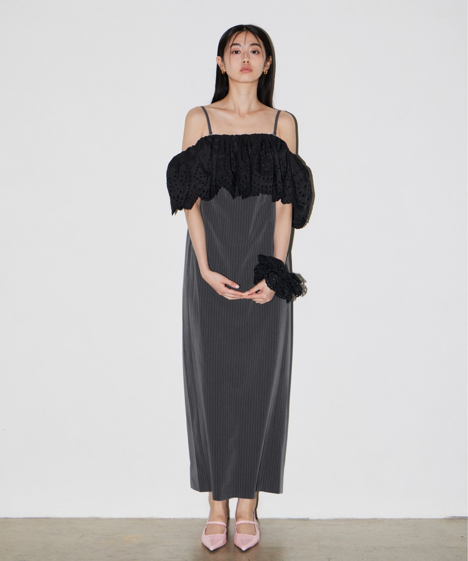 CUTWORK FRILL DRESS