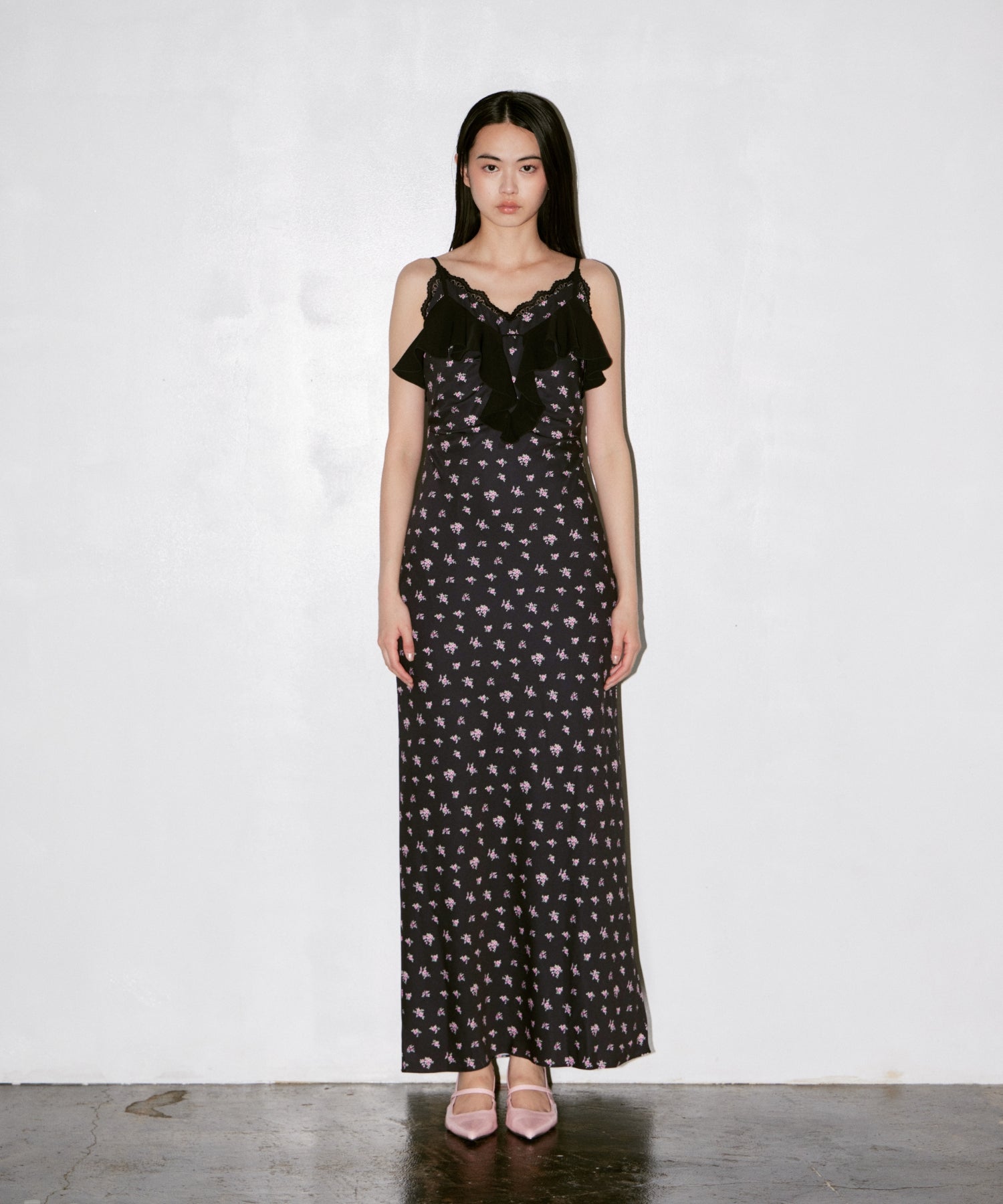 PRINT RUFFLE CUP IN DRESS