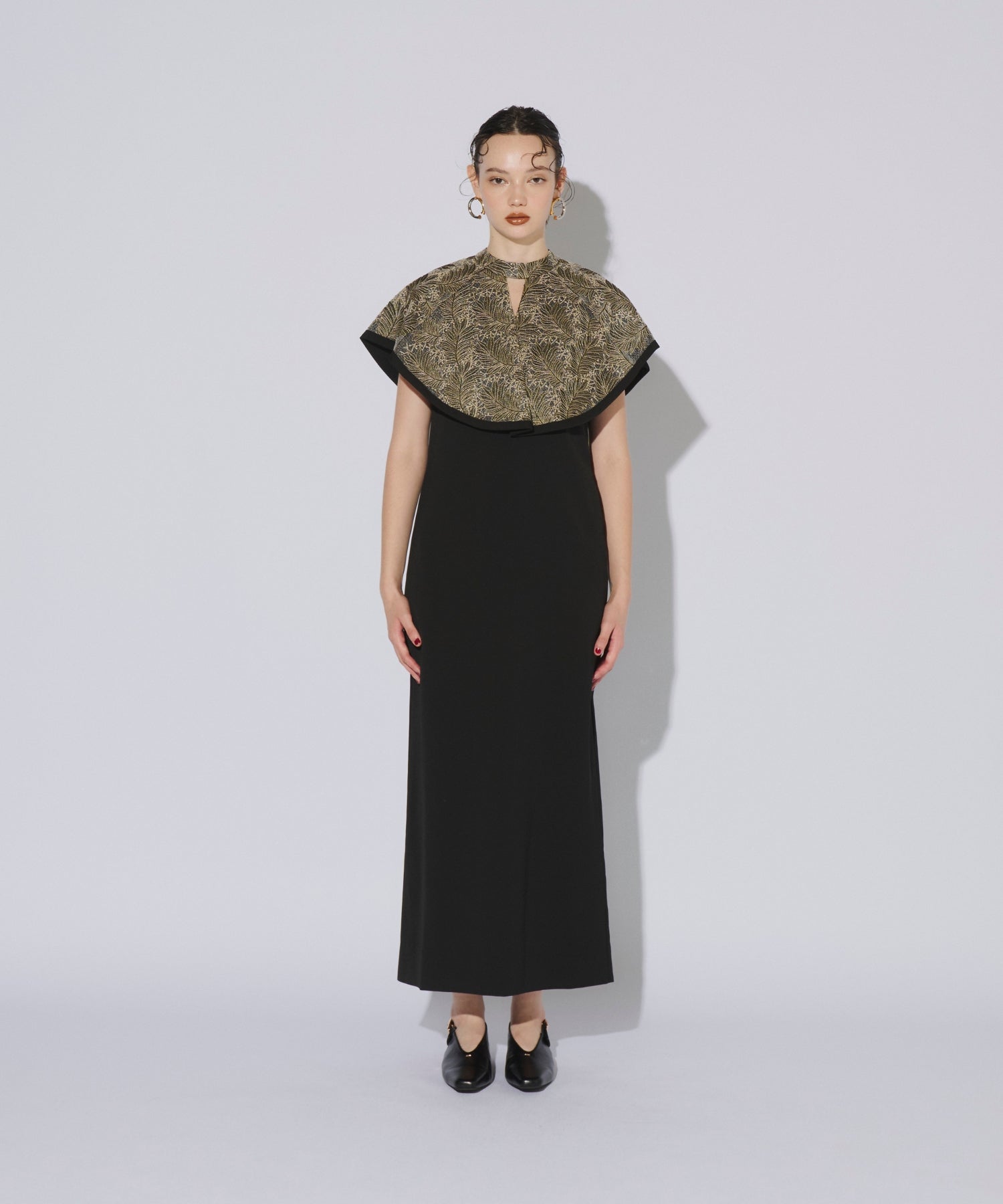 EMBROIDERY CAPE DRESS
