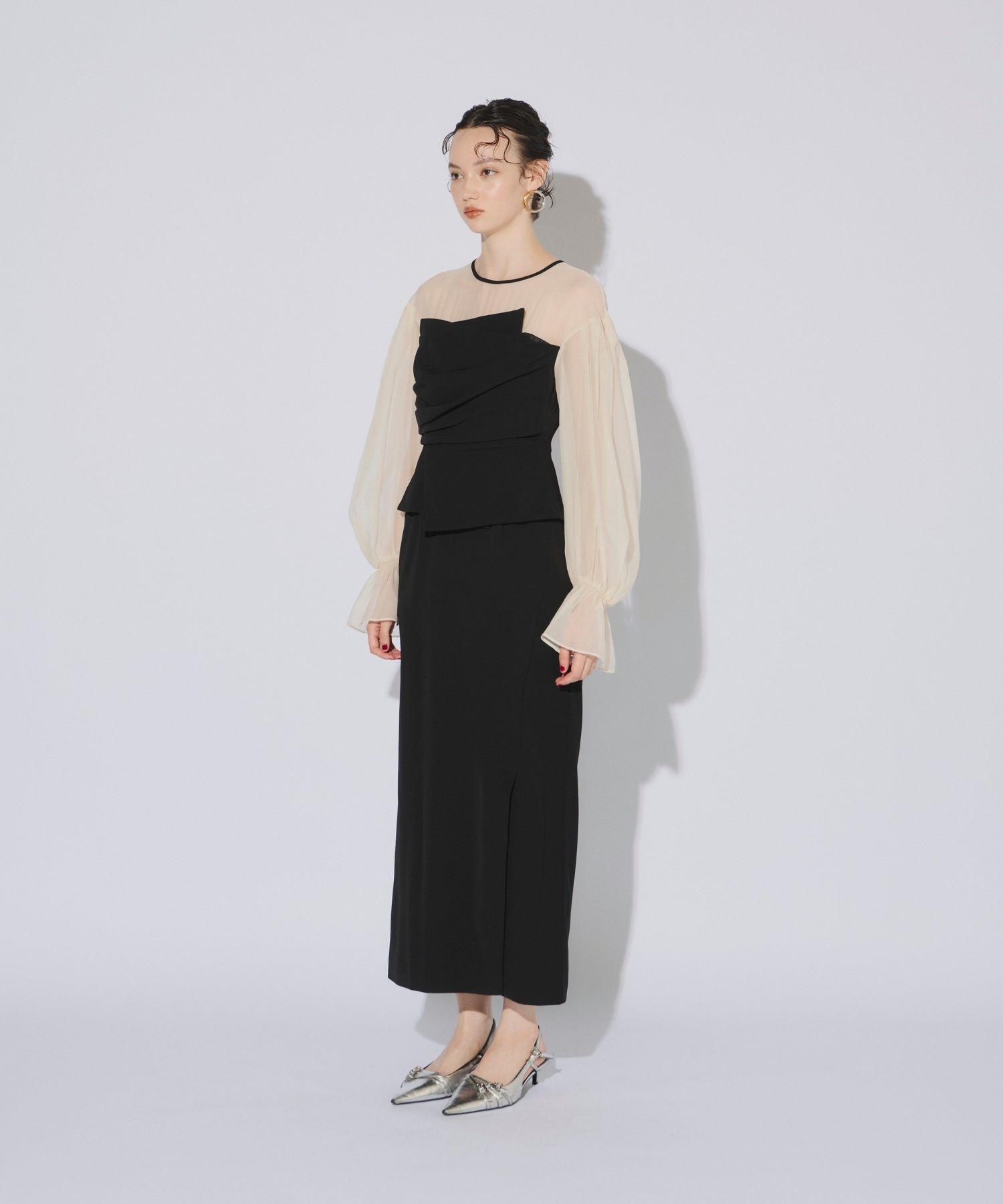 DRAPED BUSTIER DRESS