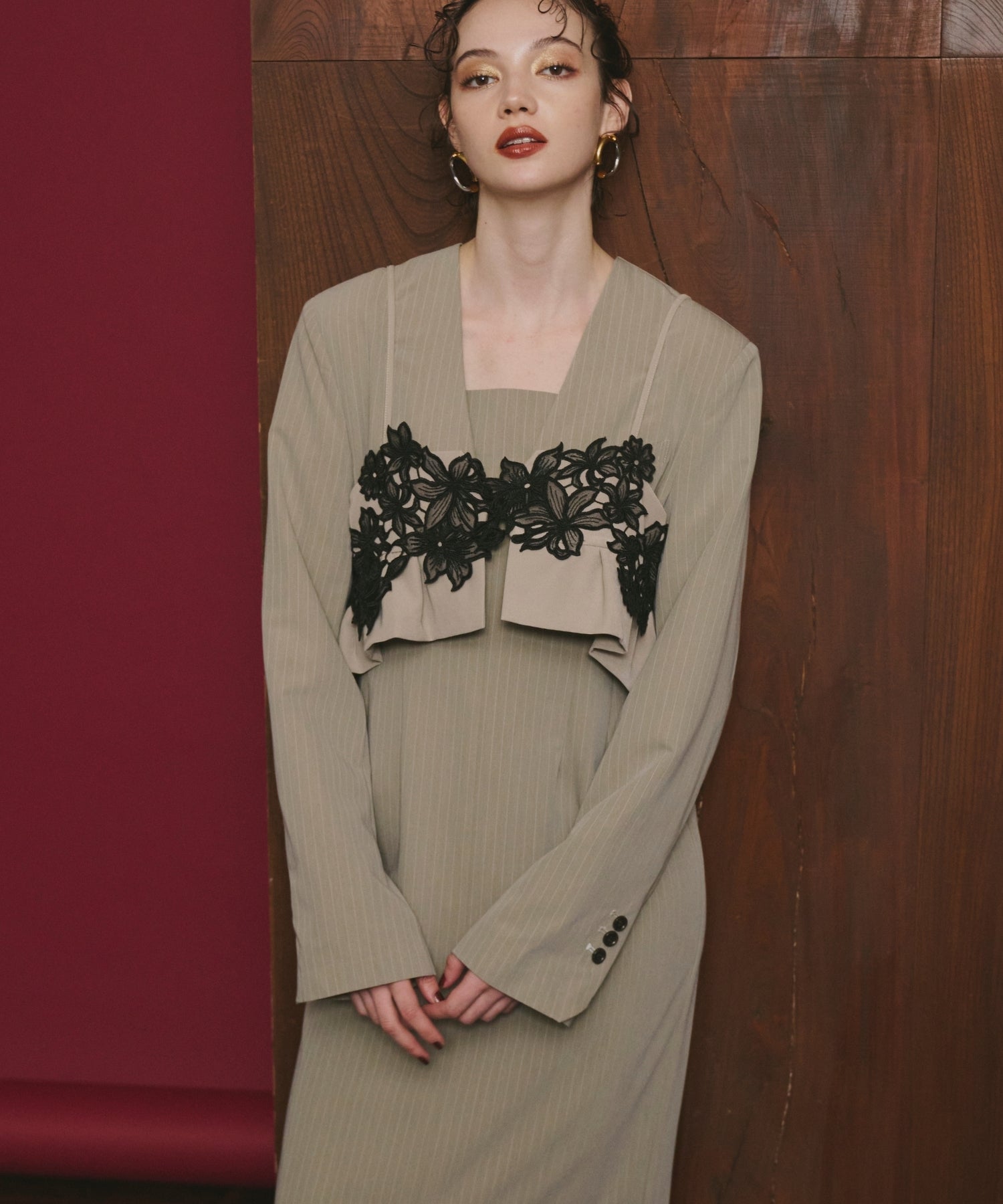 PINSTRIPE TAILORED BUSTIER DRESS