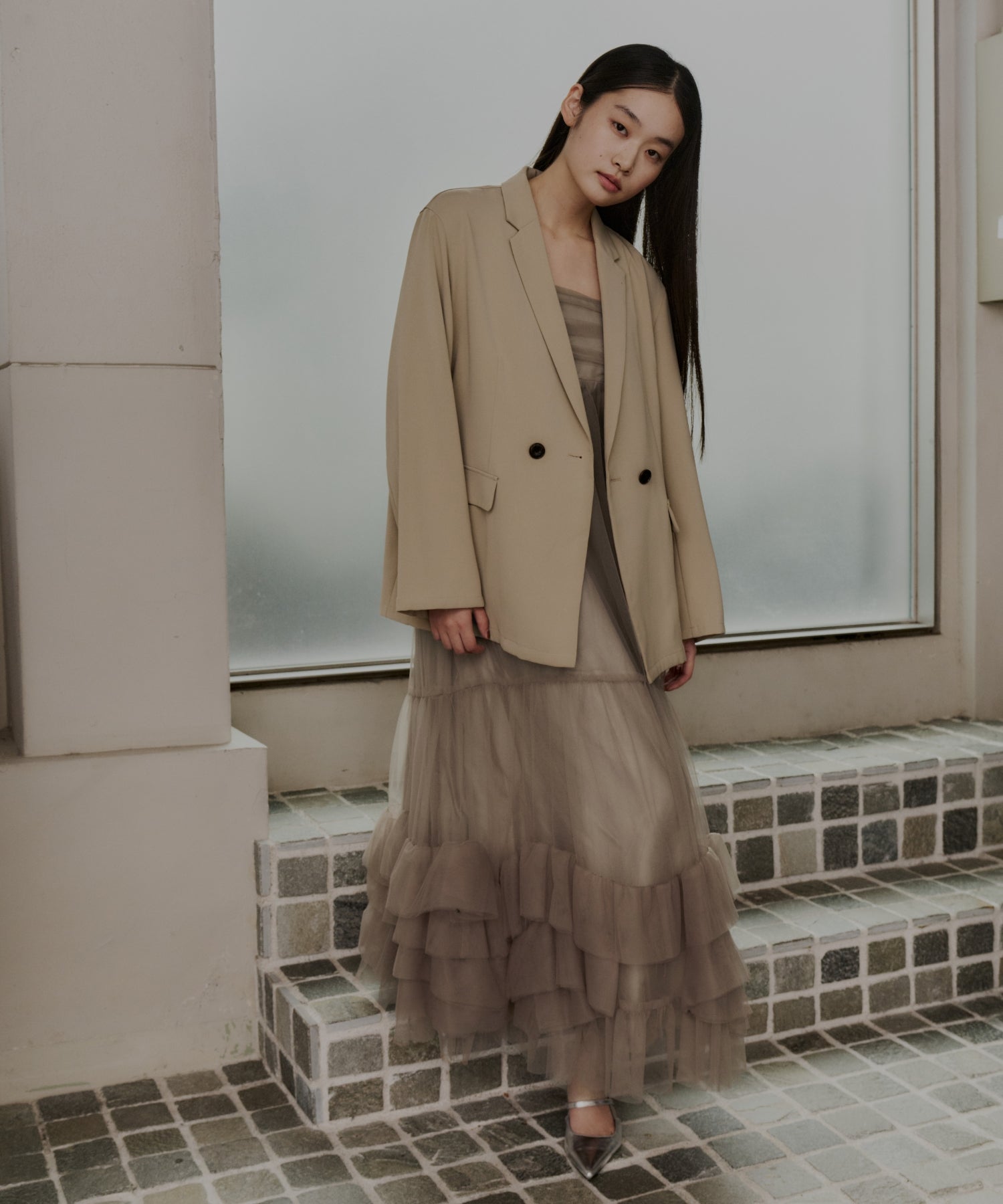 VOLUME TULLE JACKET SET DRESS