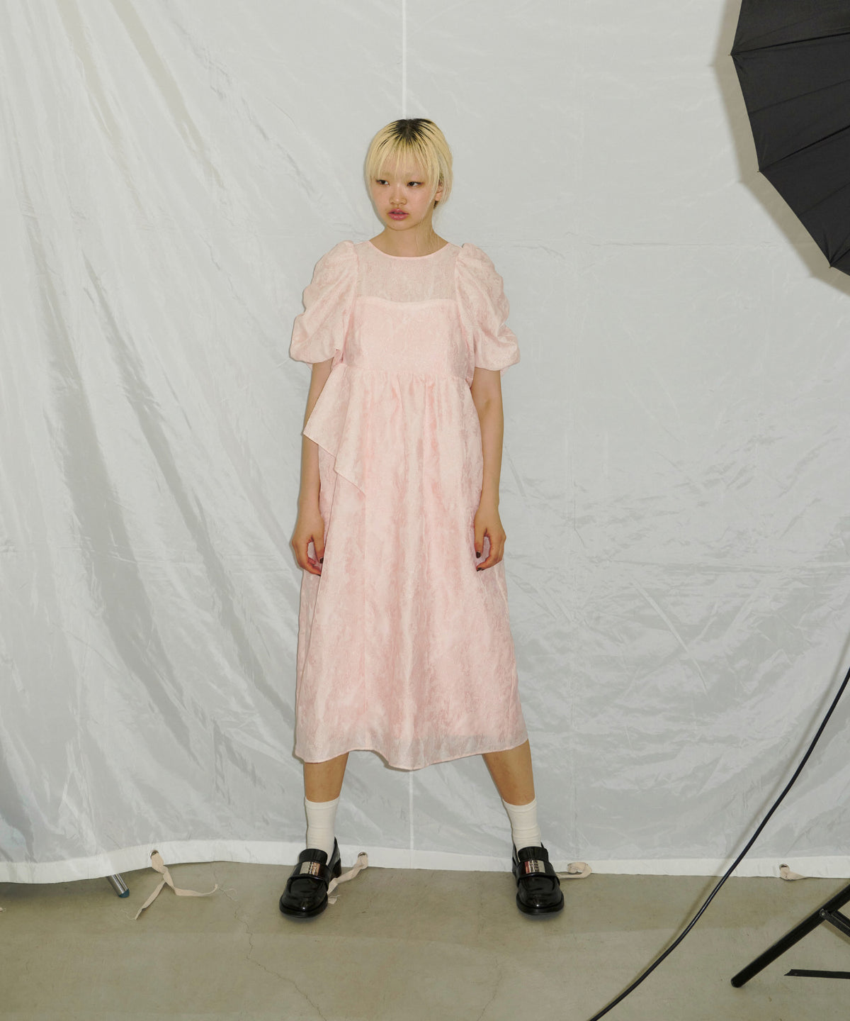BUBBLE SLEEVE JACQUARD DRESS