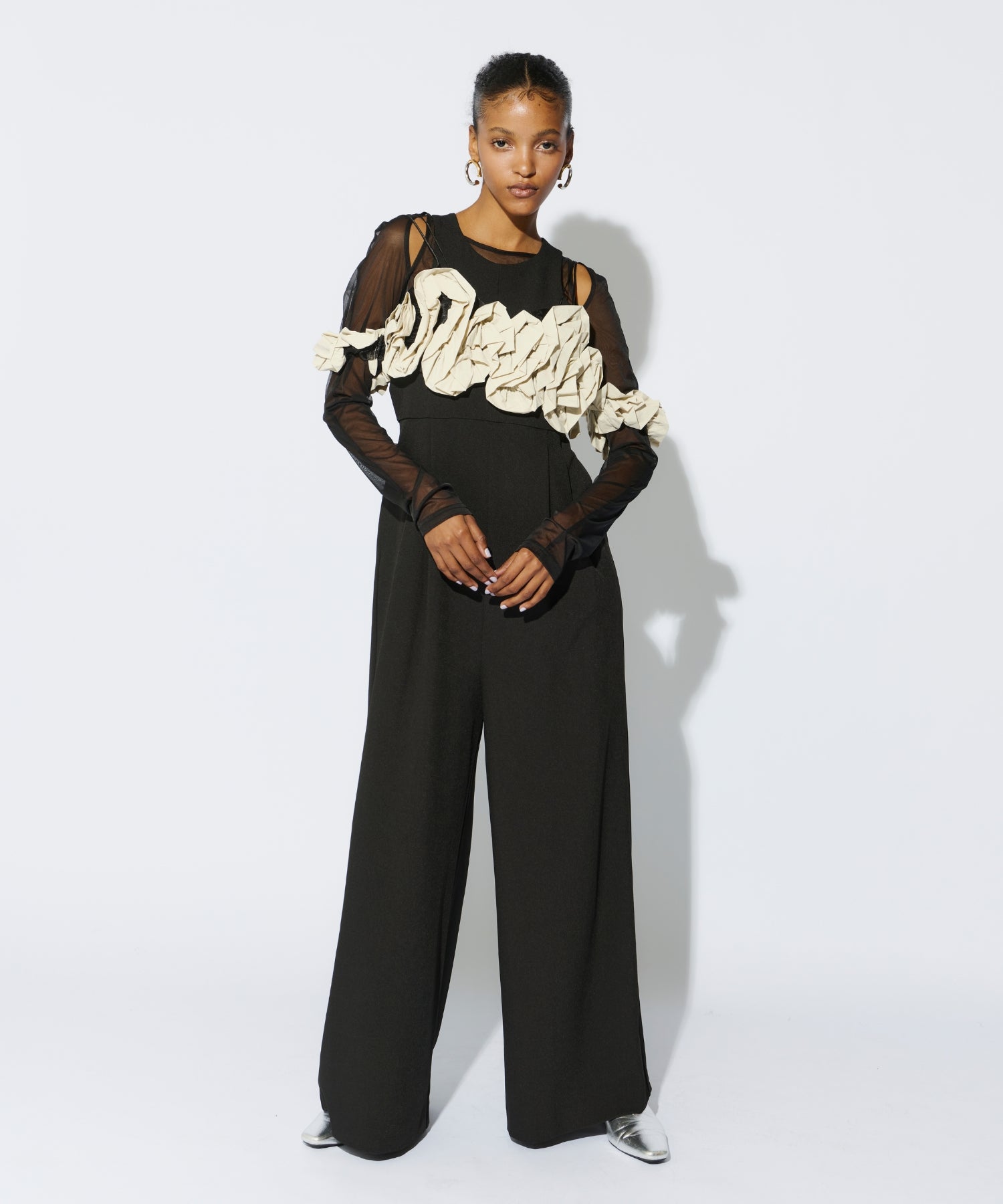 RUFFLED BUSTIER PANTS DRESS