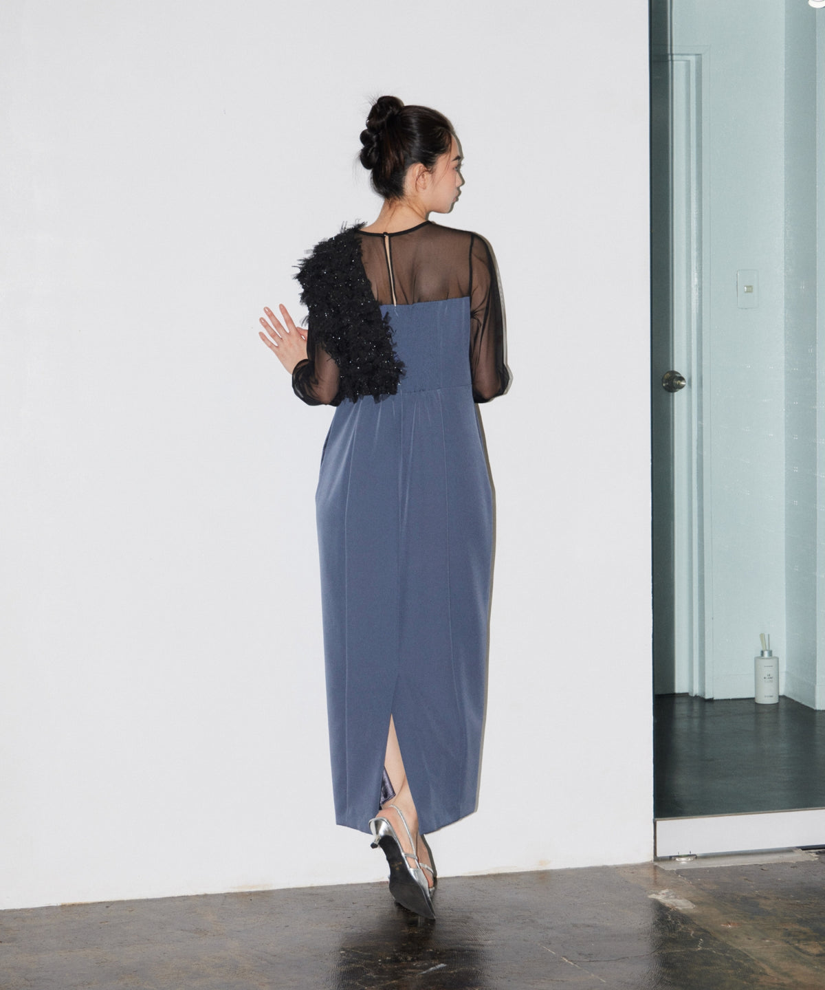 FRINGE GLITTER KNOT DRESS