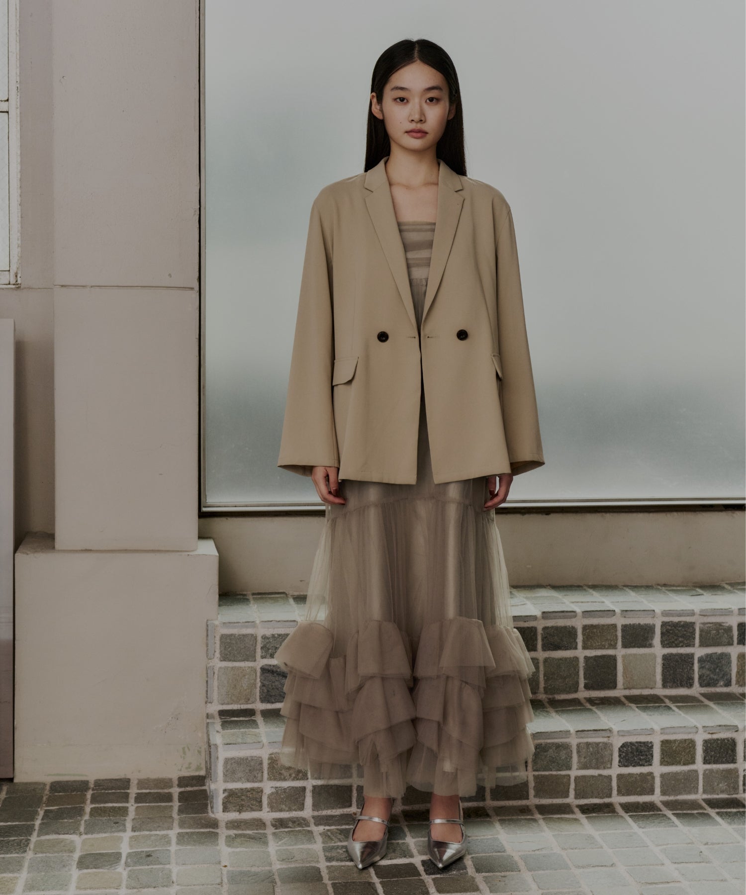 VOLUME TULLE JACKET SET DRESS