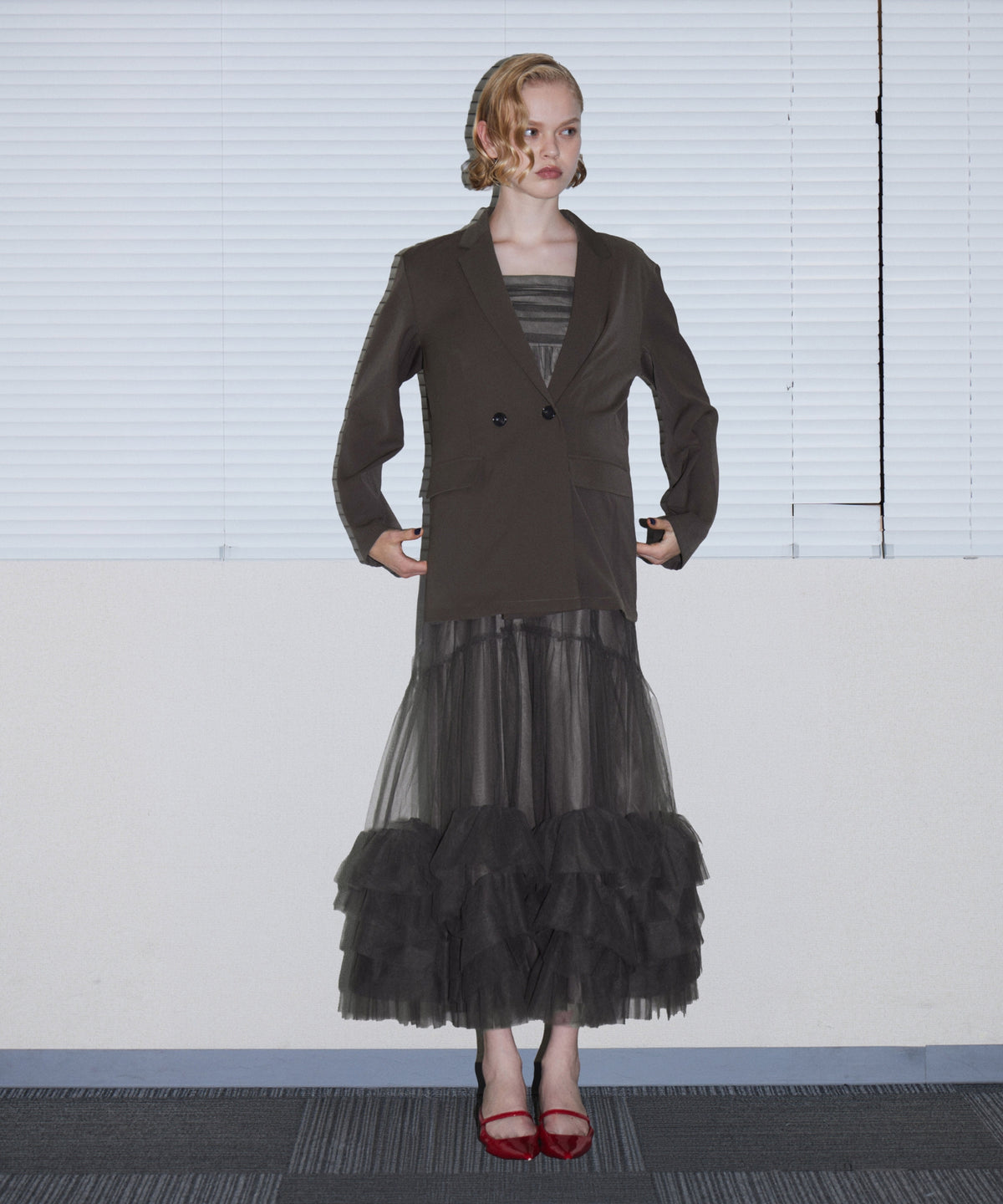 VOLUME TULLE JACKET SET DRESS