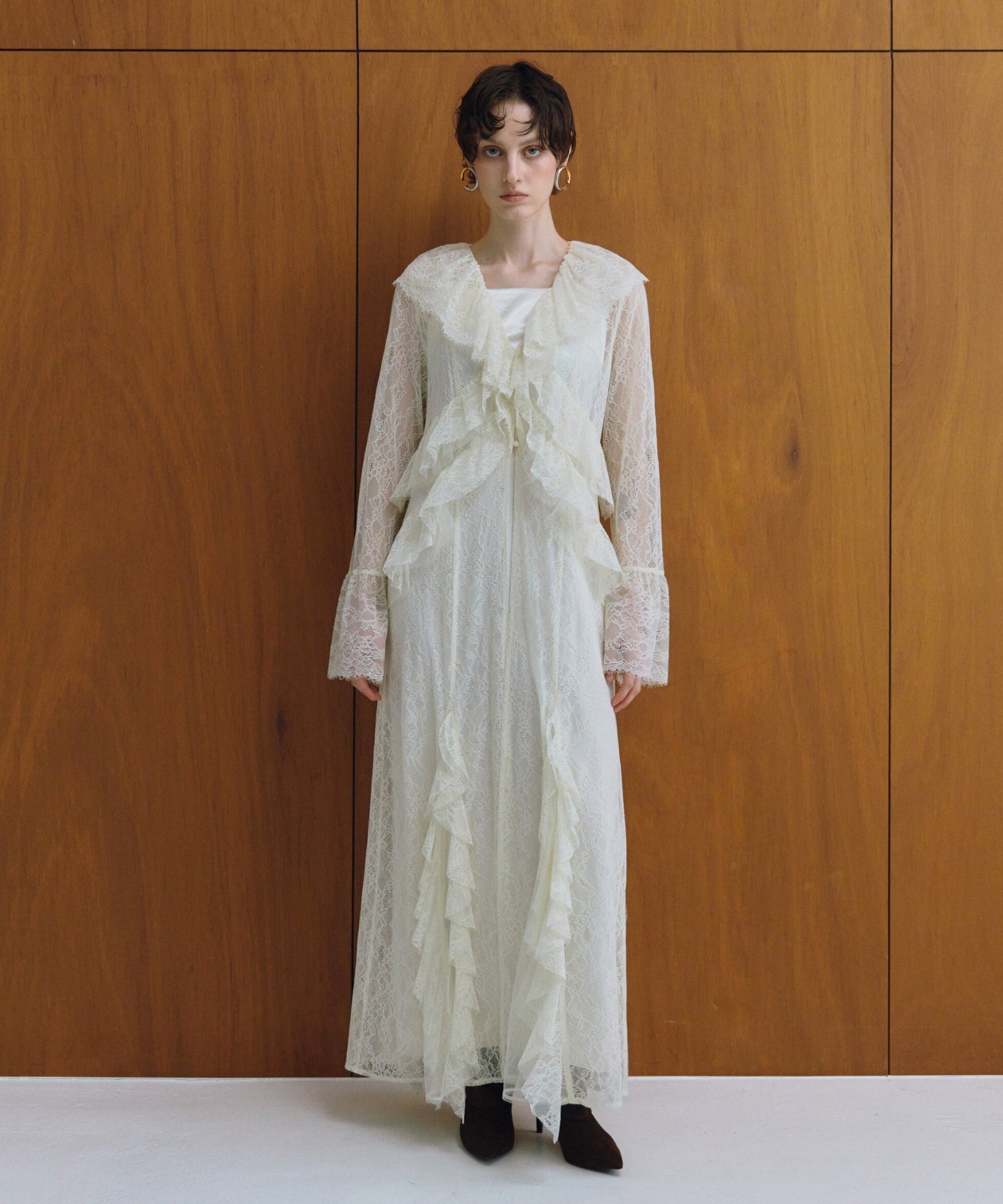 RUFFLE LACE GOWN LAYERED DRESS