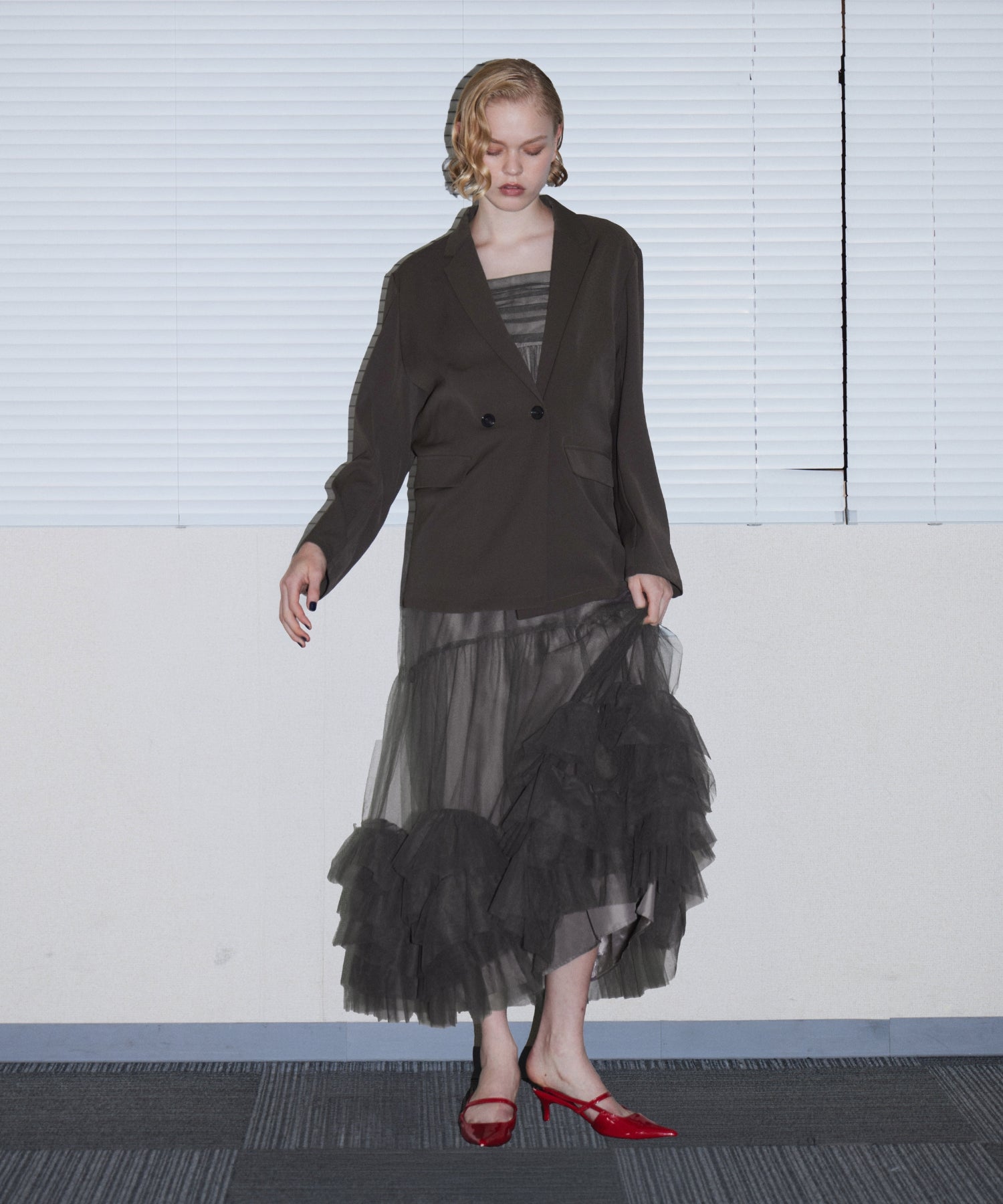 VOLUME TULLE JACKET SET DRESS
