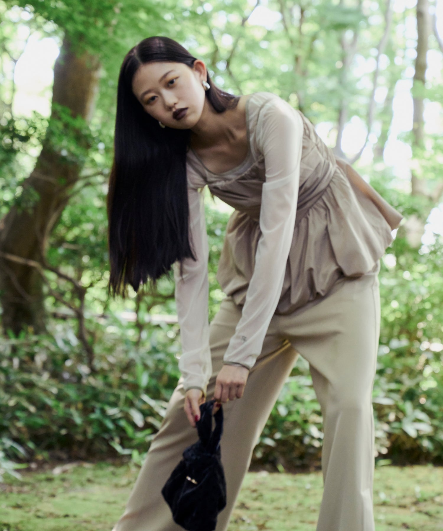 SHIRRING GATHER SETUP DRESS