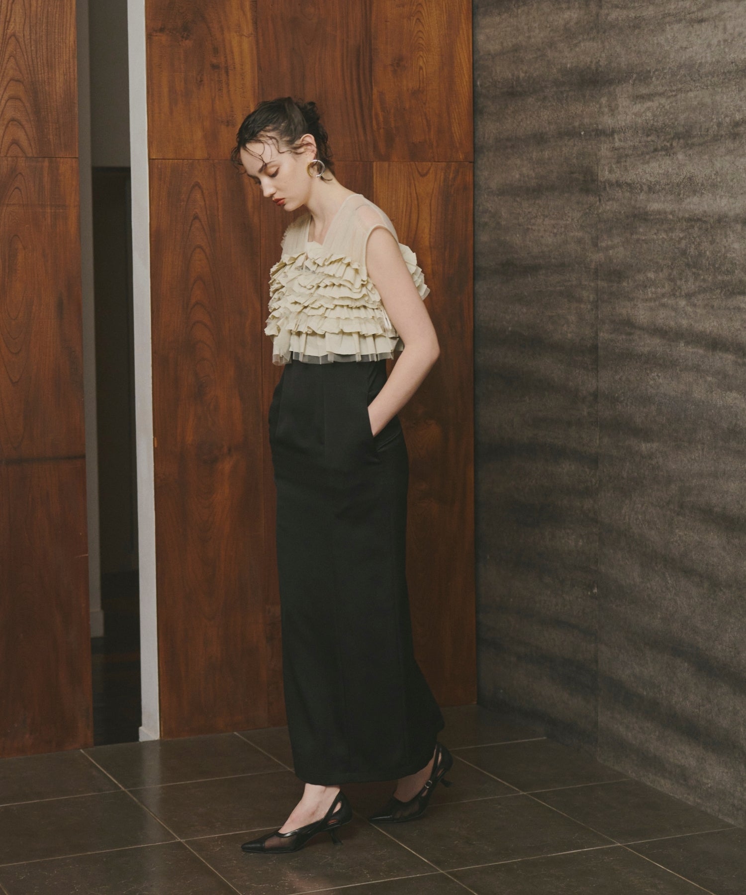 TAFFETA TULLE VEST SET DRESS