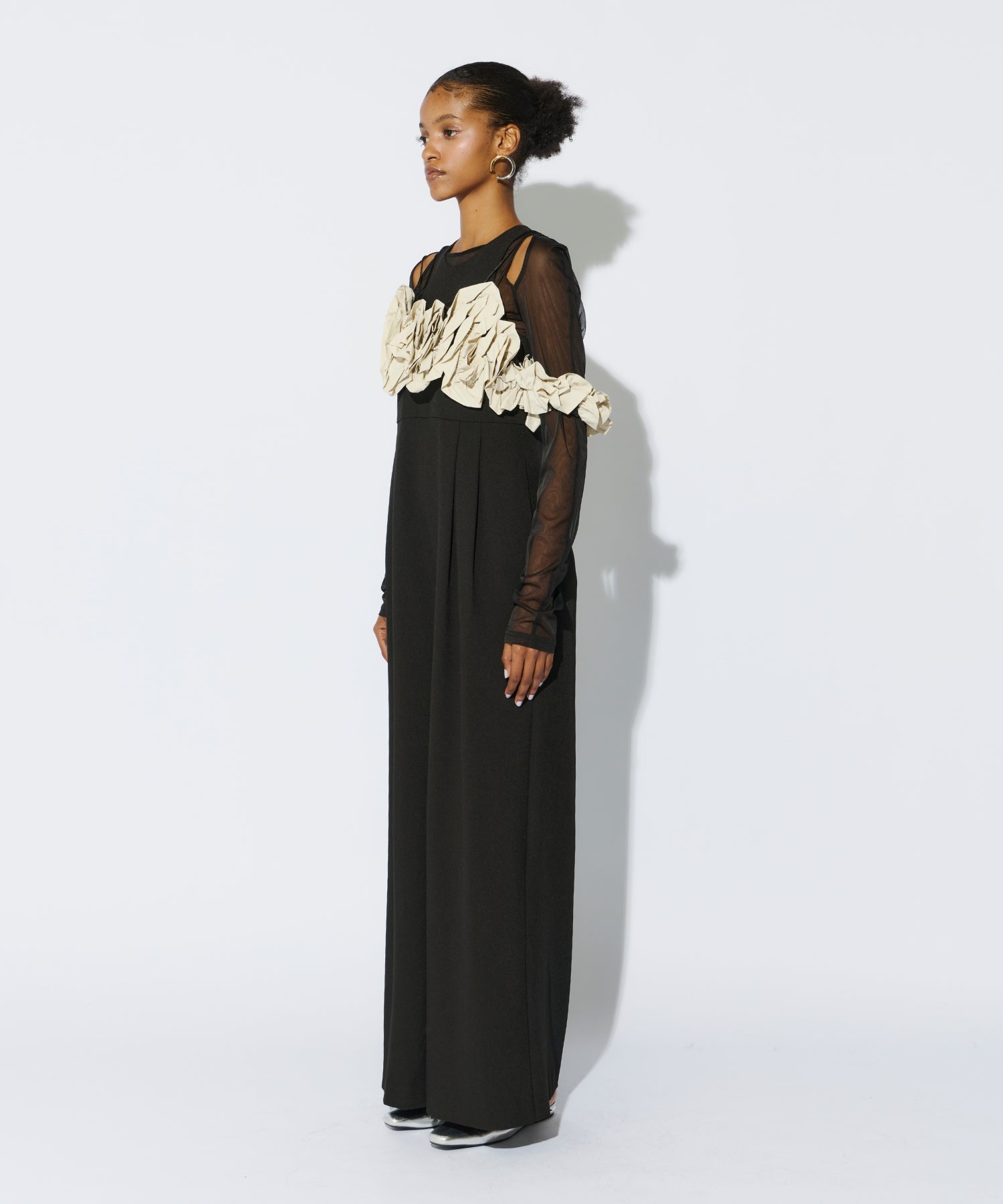 RUFFLED BUSTIER PANTS DRESS