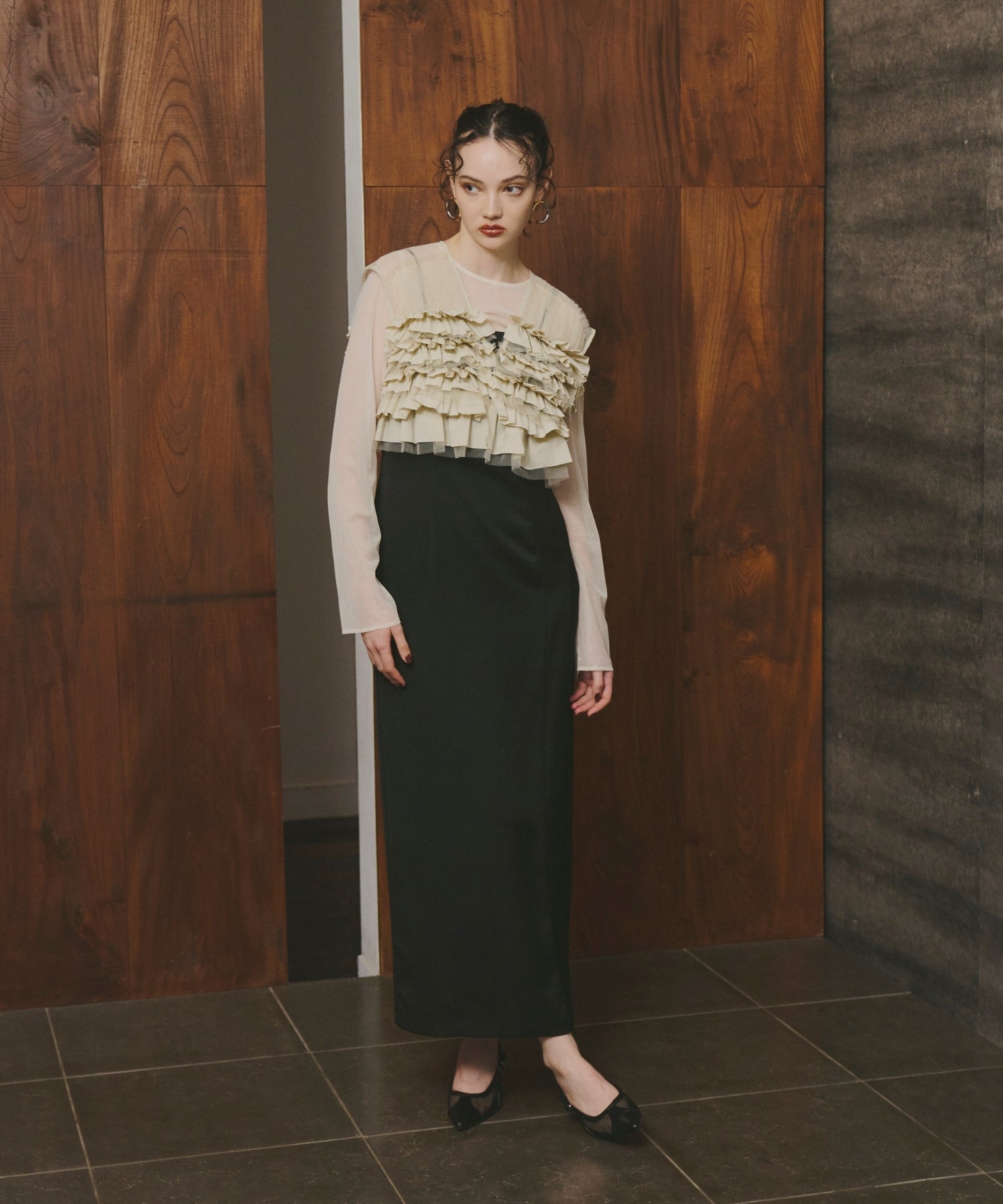 TAFFETA TULLE VEST SET DRESS