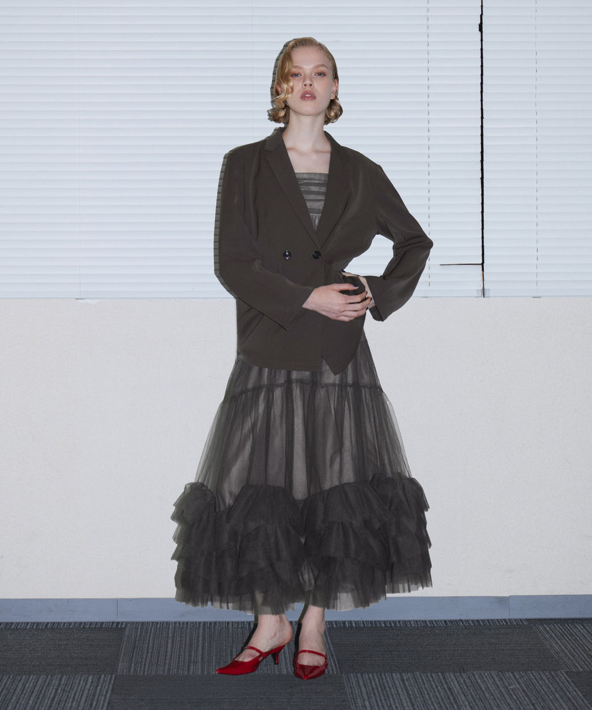 VOLUME TULLE JACKET SET DRESS