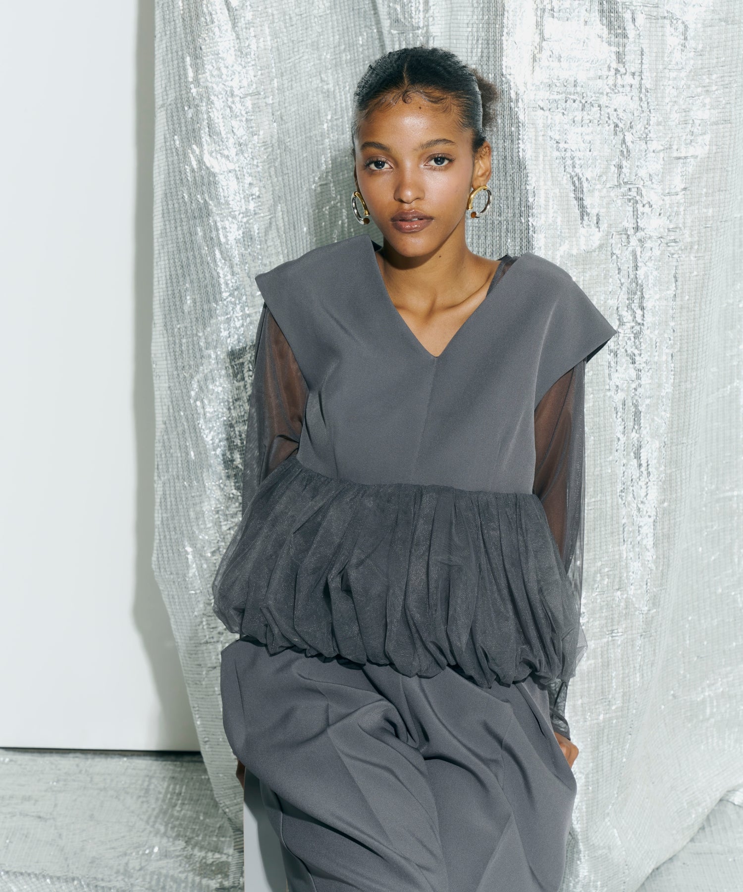 PEPLUM TULLE SET UP PANTS DRESS