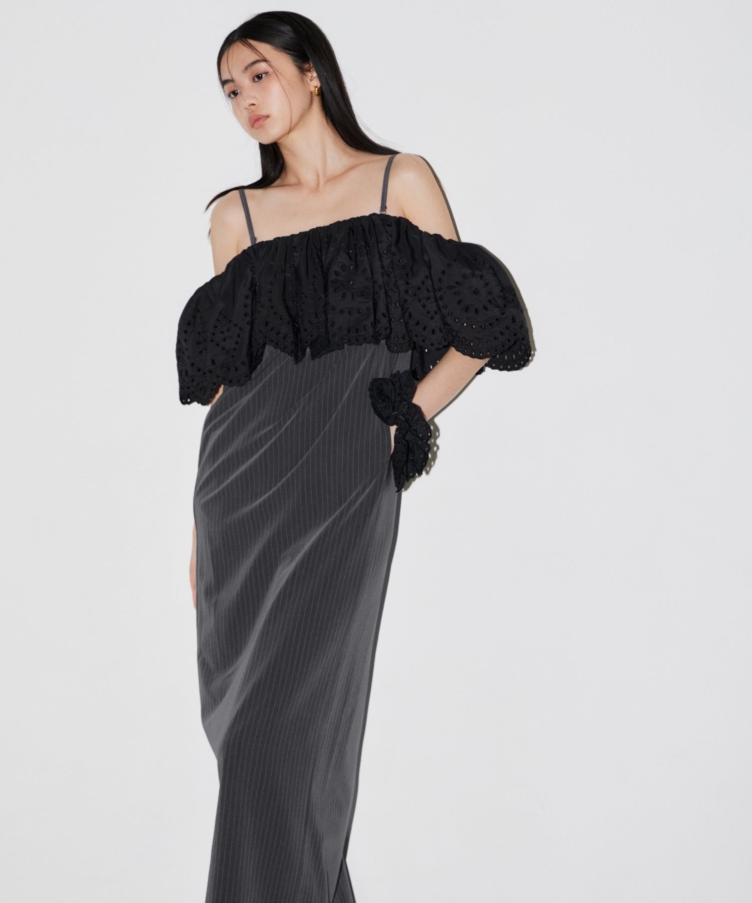 CUTWORK FRILL DRESS