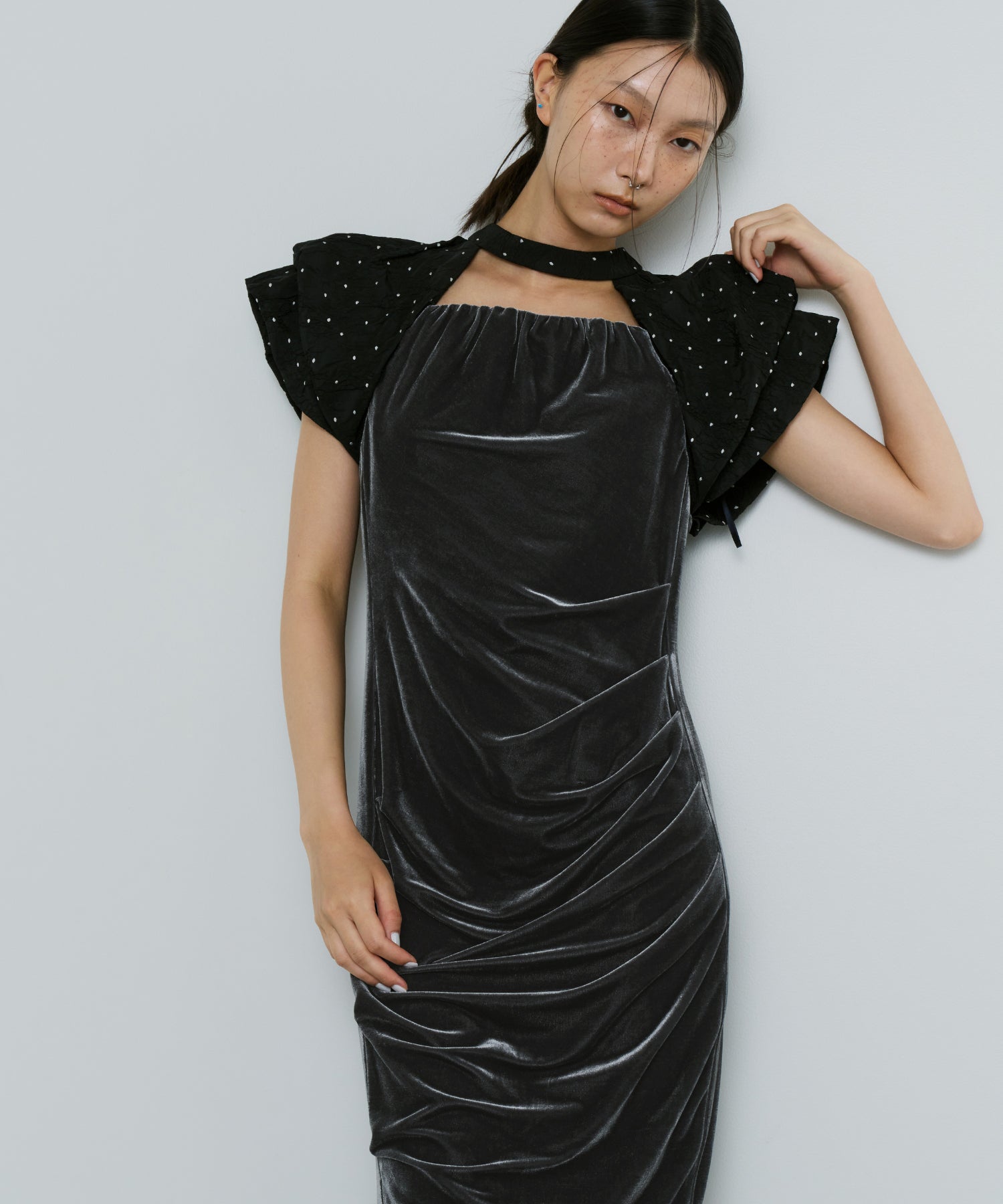 DRAPE VELOUR DRESS