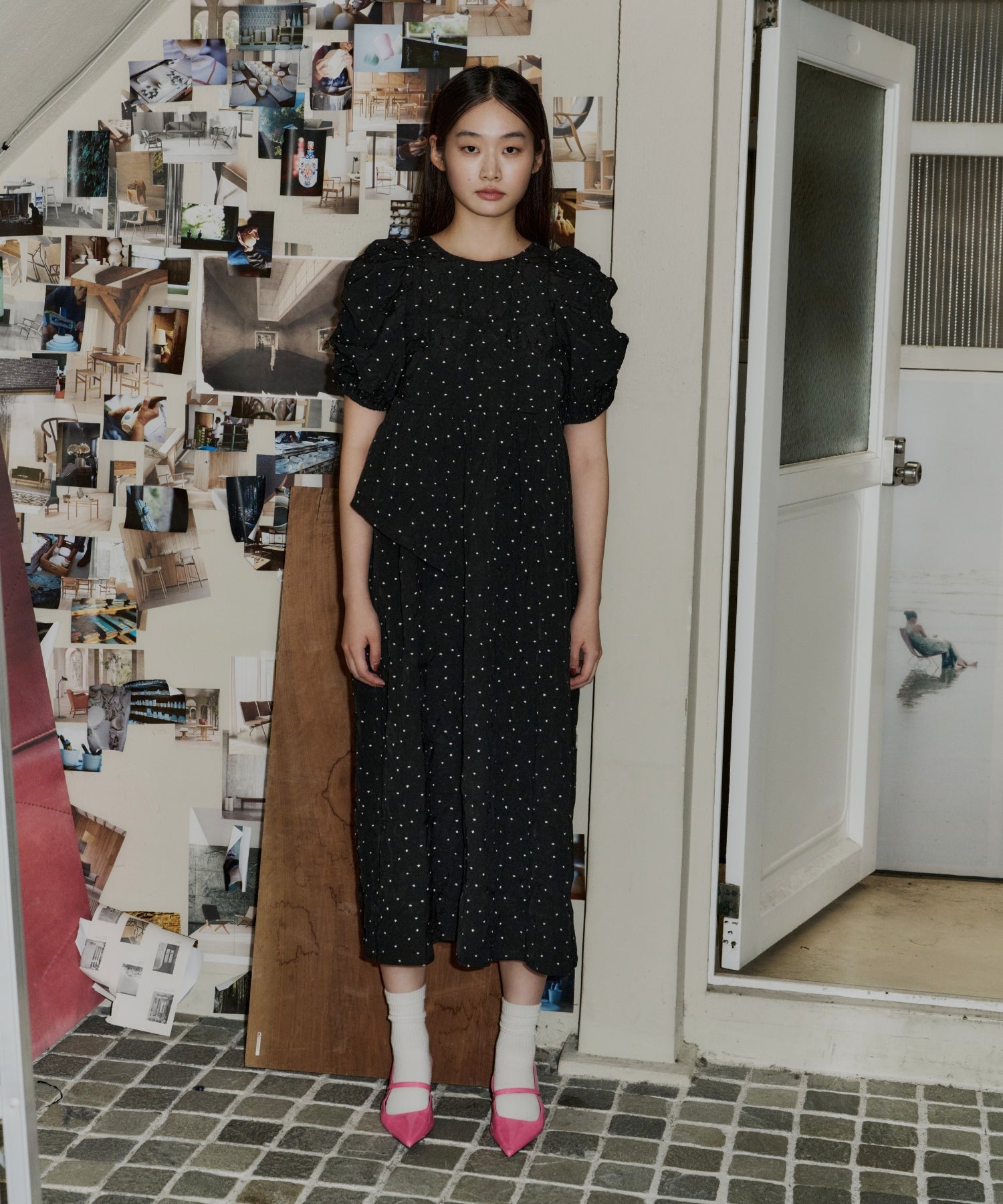 【POPUP】BUBBLE SLEEVE JACQUARD DRESS