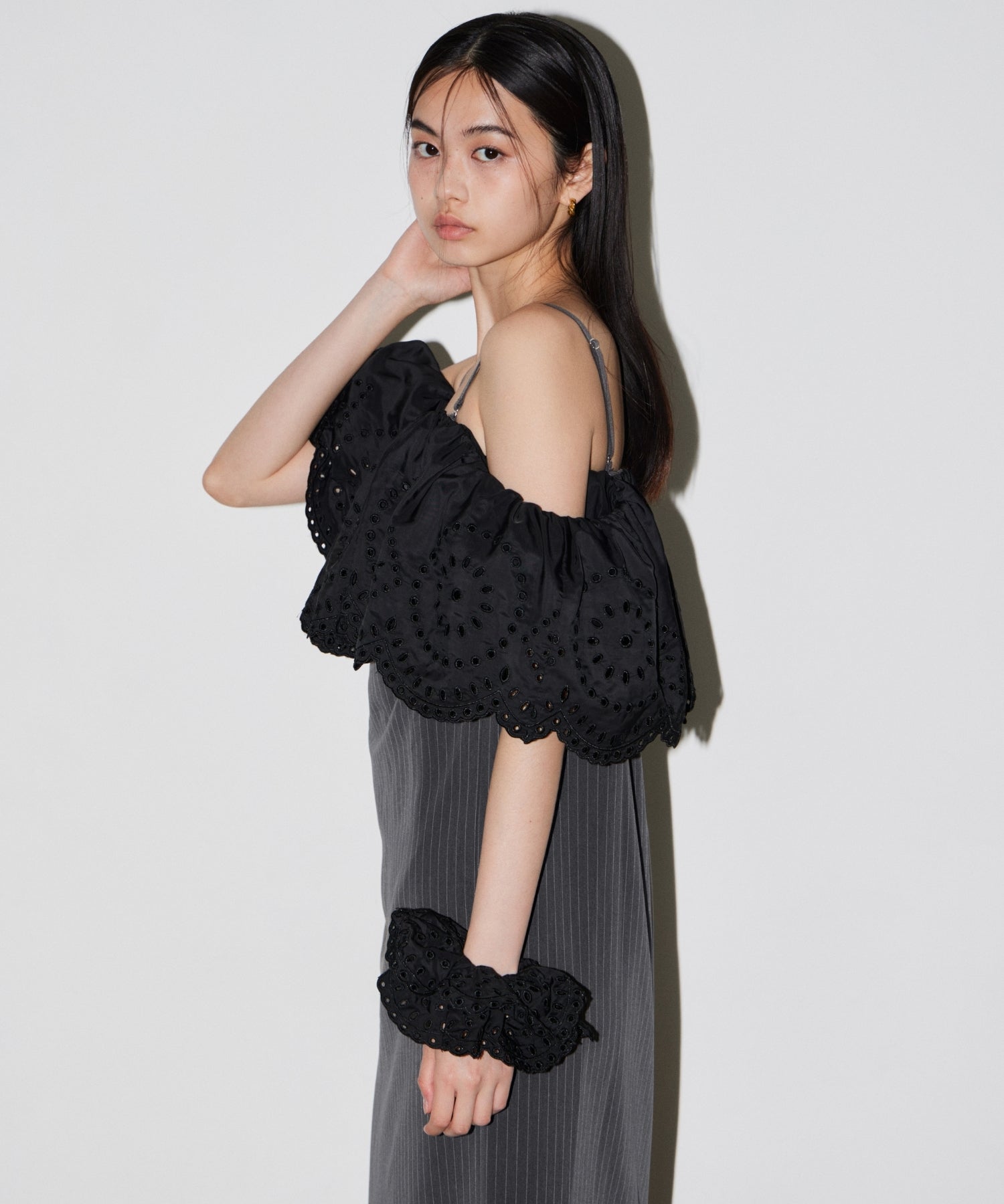 CUTWORK FRILL DRESS