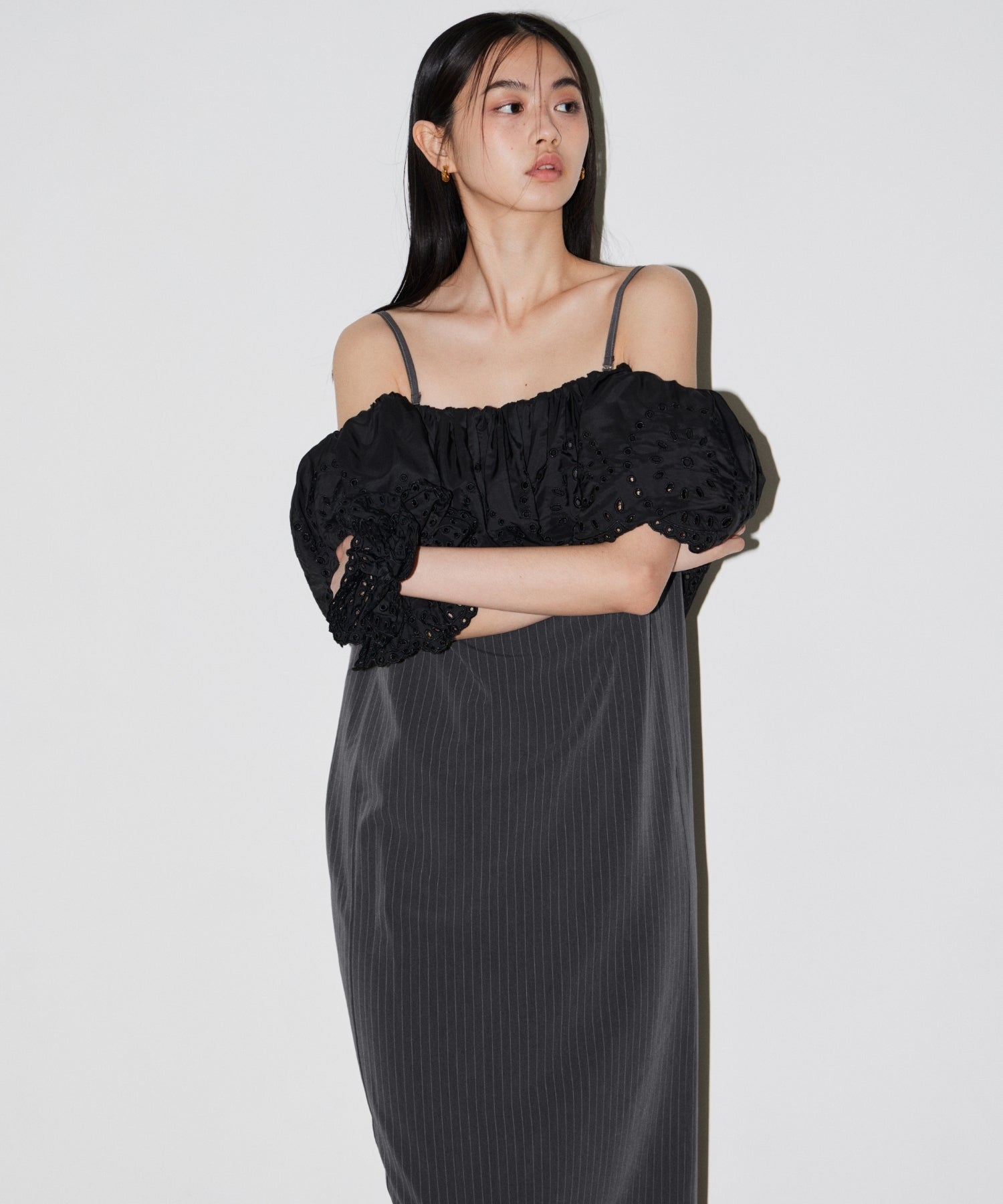CUTWORK FRILL DRESS