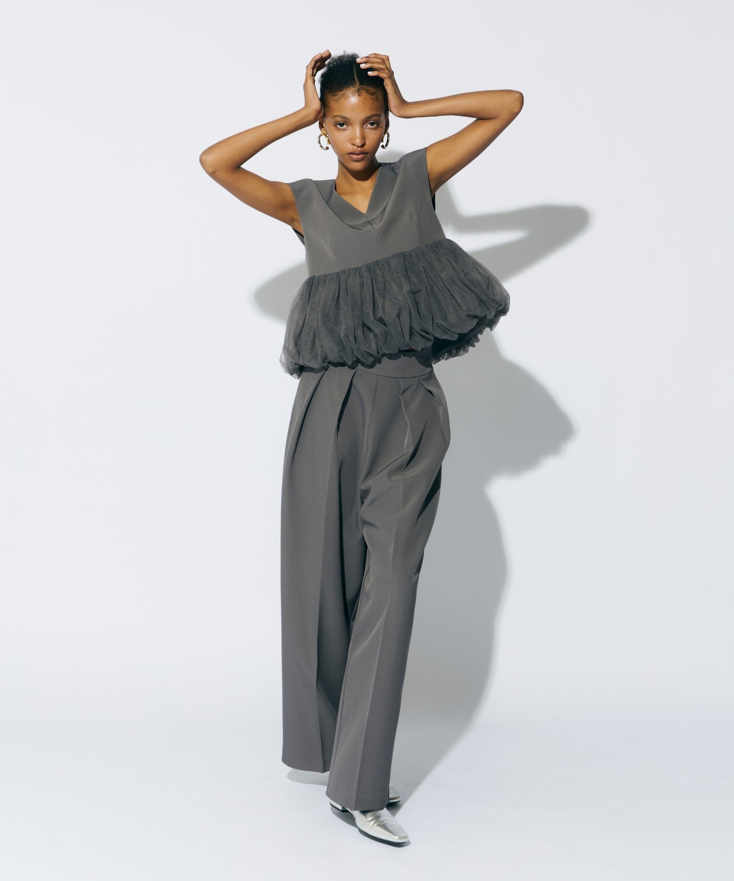 PEPLUM TULLE SET UP PANTS DRESS