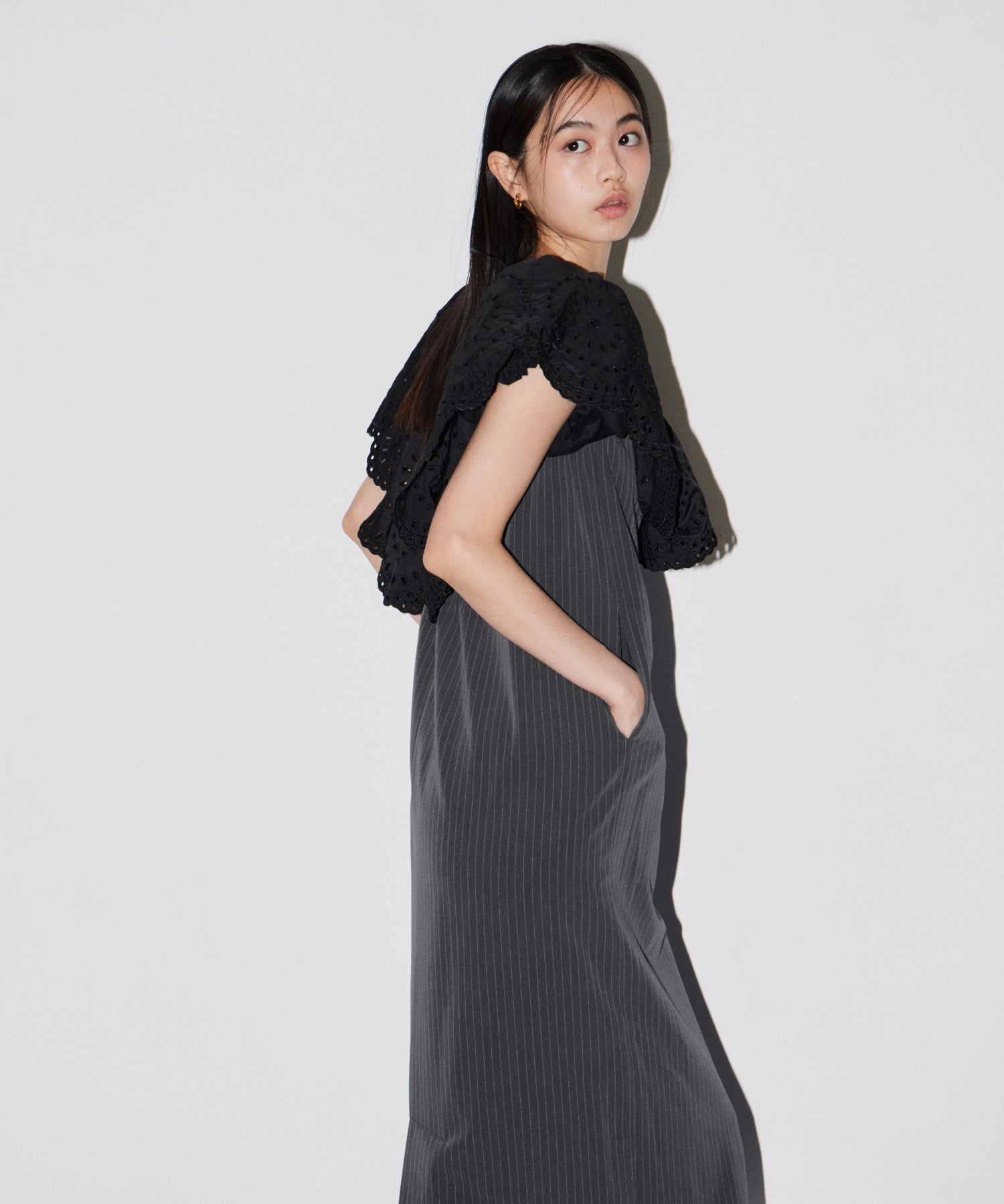 CUTWORK FRILL DRESS