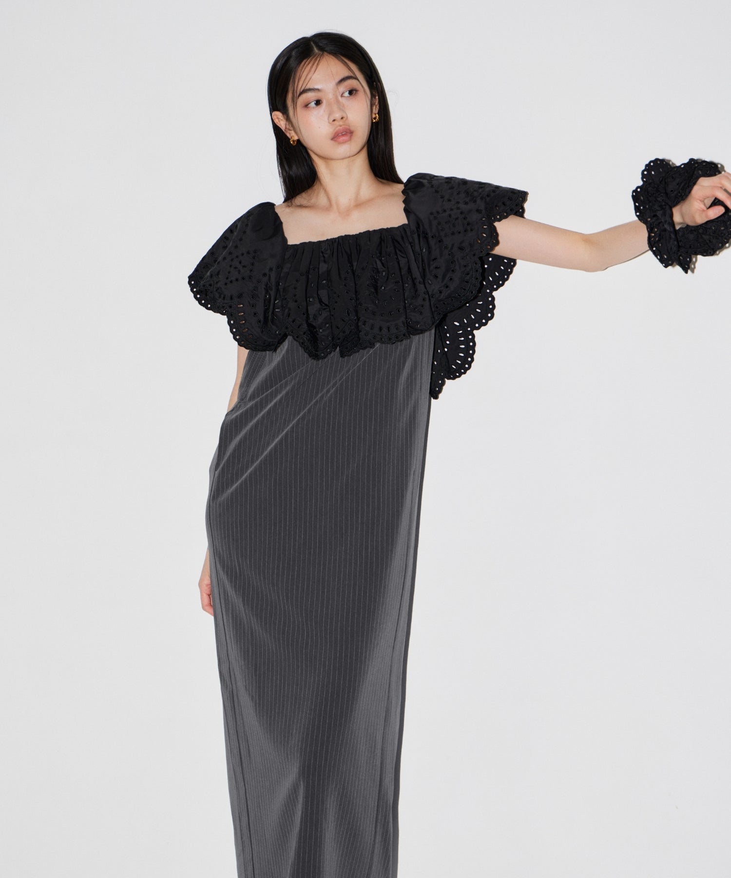 CUTWORK FRILL DRESS