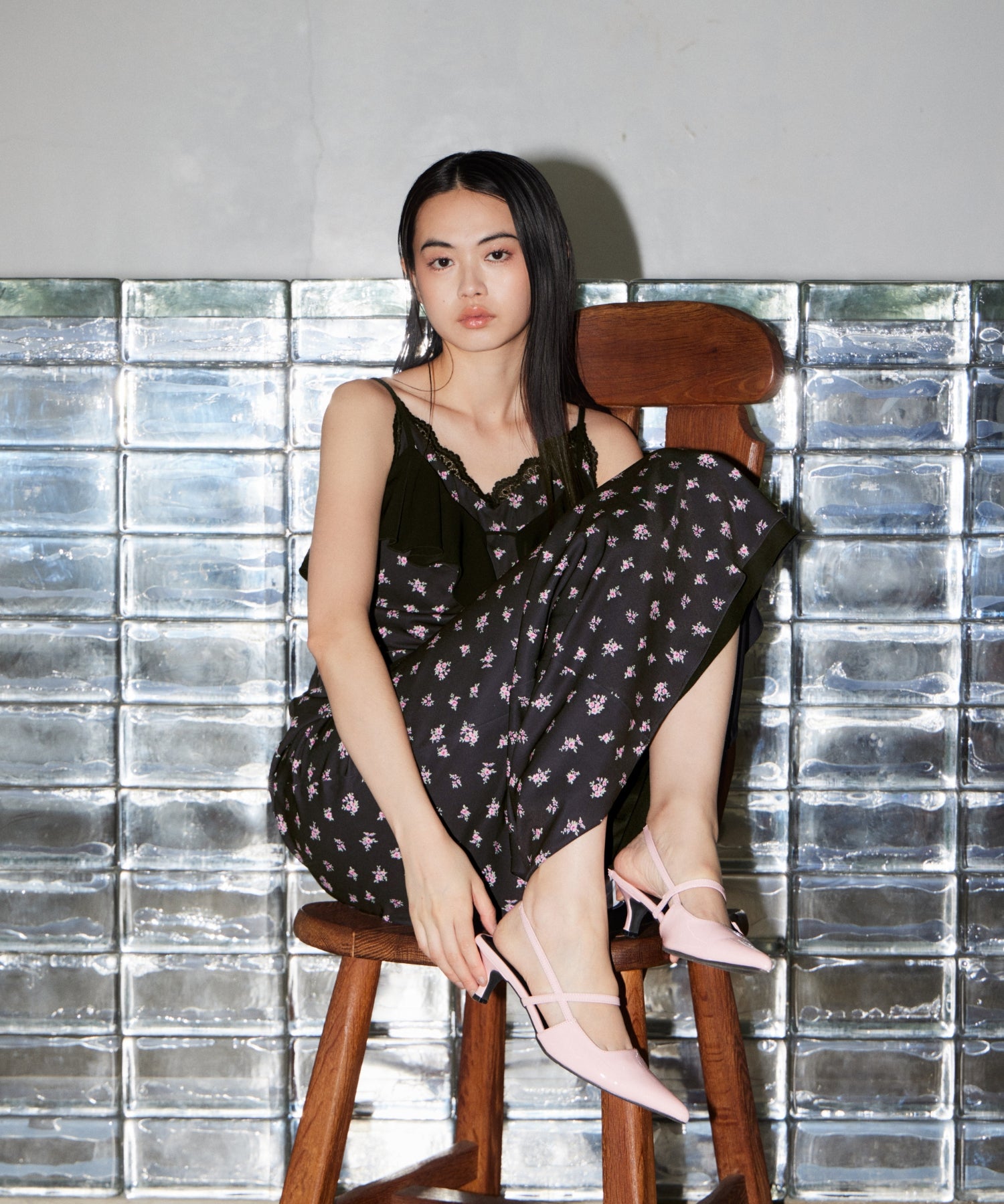 PRINT RUFFLE CUP IN DRESS