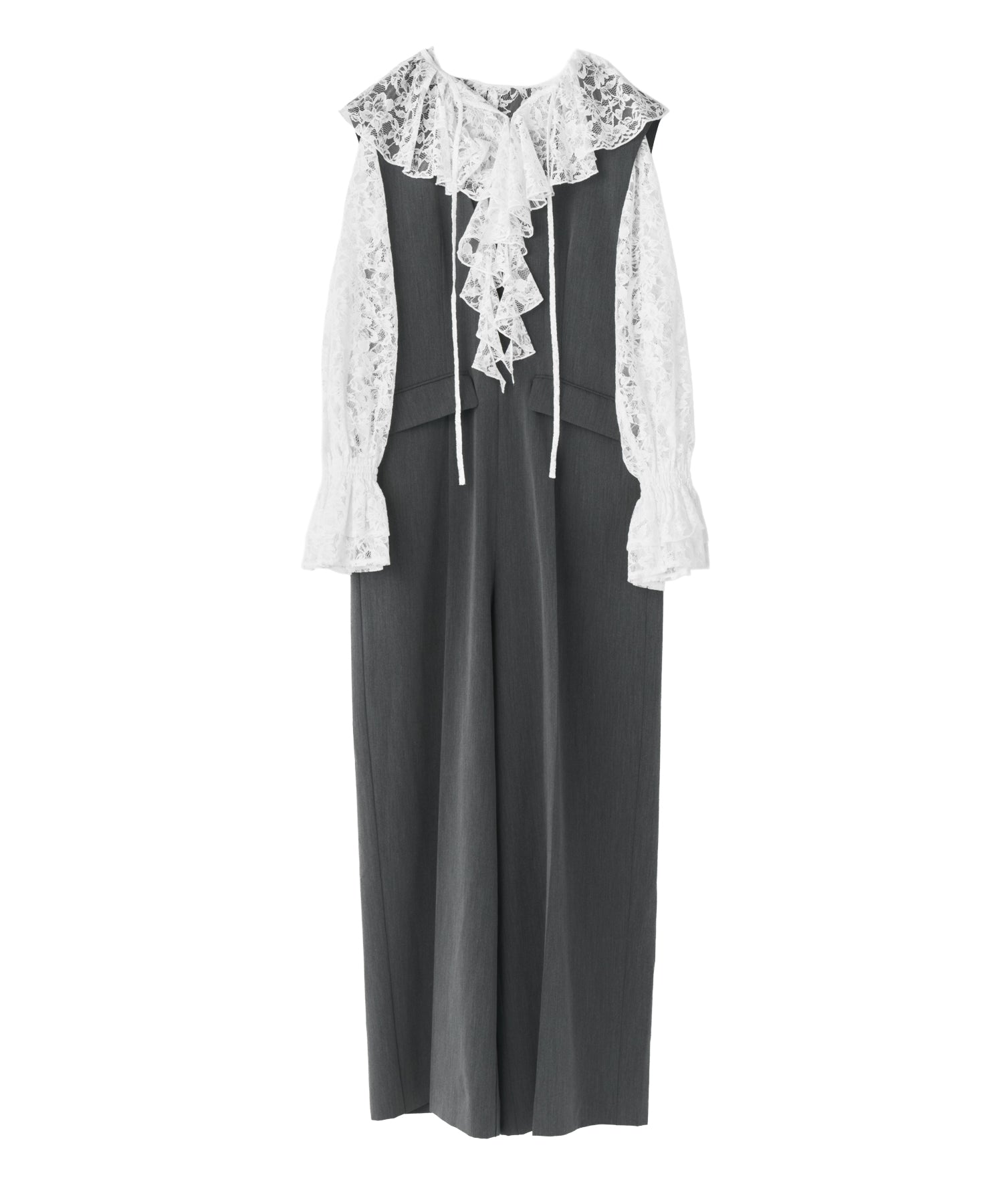 LACE RUFFLE ALL-IN-ONE DRESS