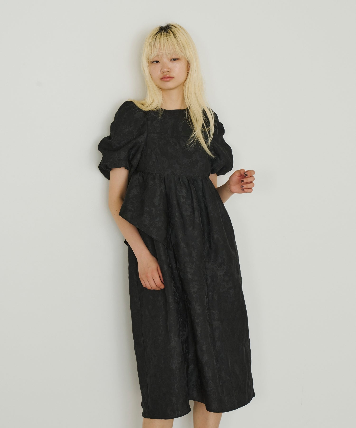 【POPUP】BUBBLE SLEEVE JACQUARD DRESS