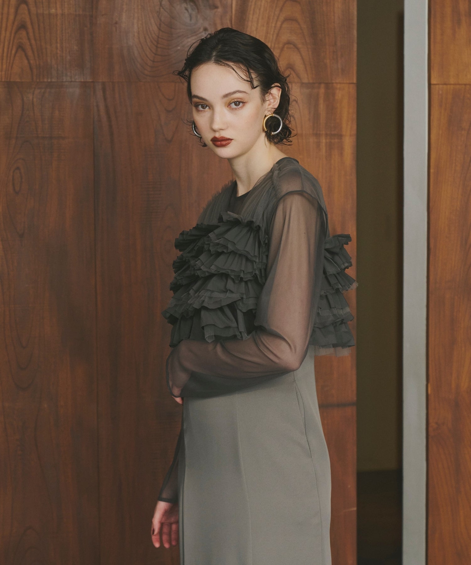 TAFFETA TULLE VEST SET DRESS