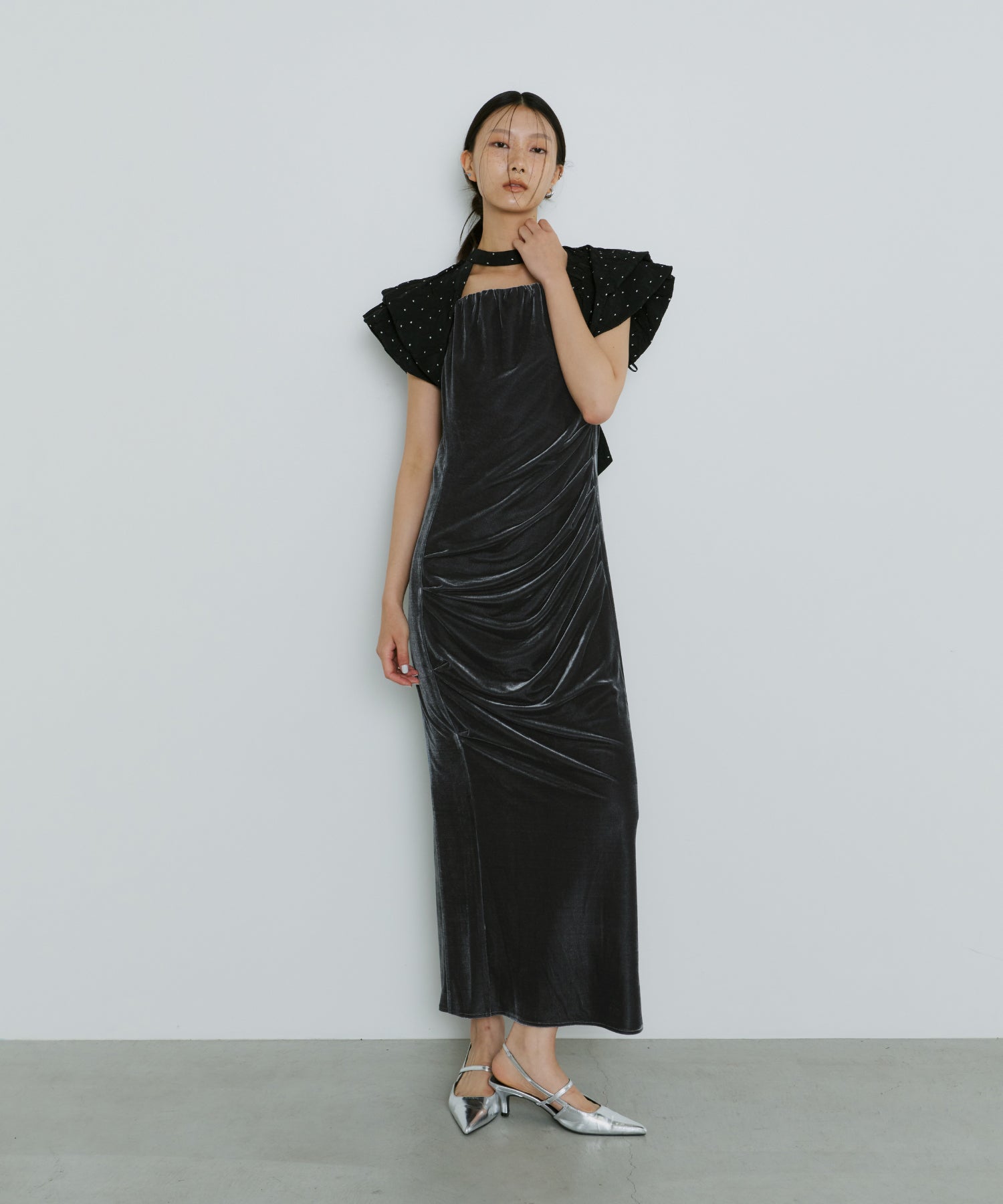 DRAPE VELOUR DRESS