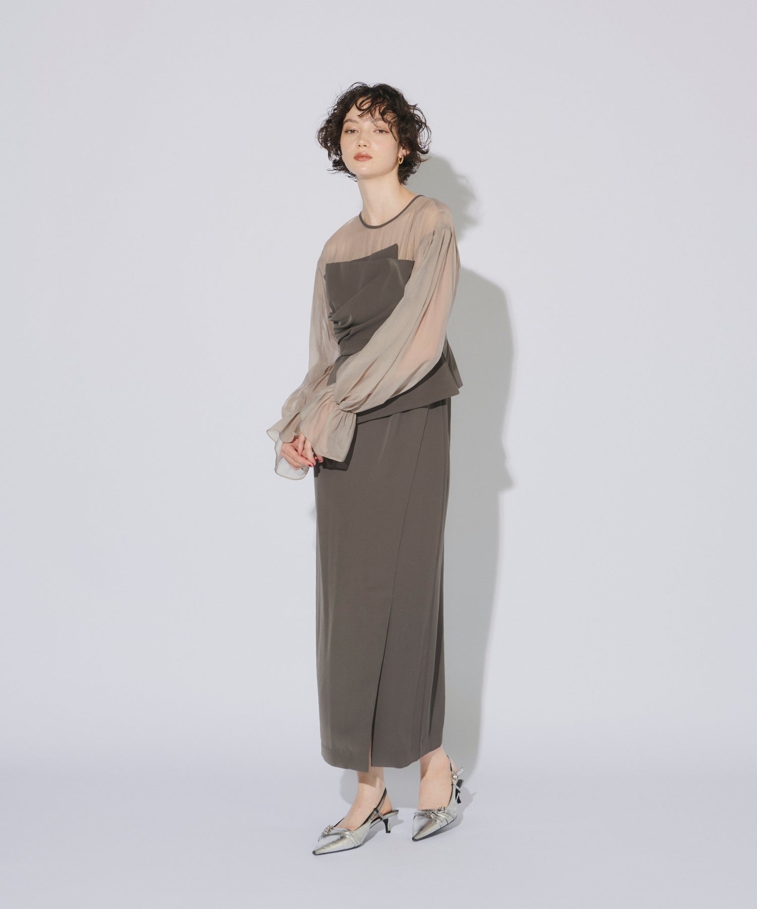 DRAPED BUSTIER DRESS
