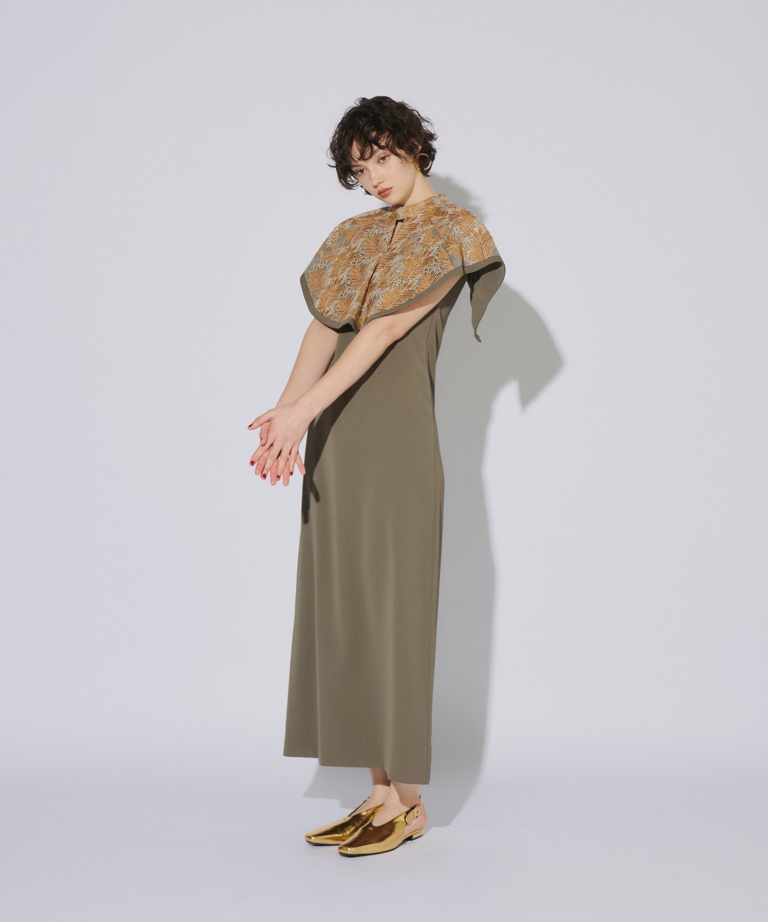 EMBROIDERY CAPE DRESS