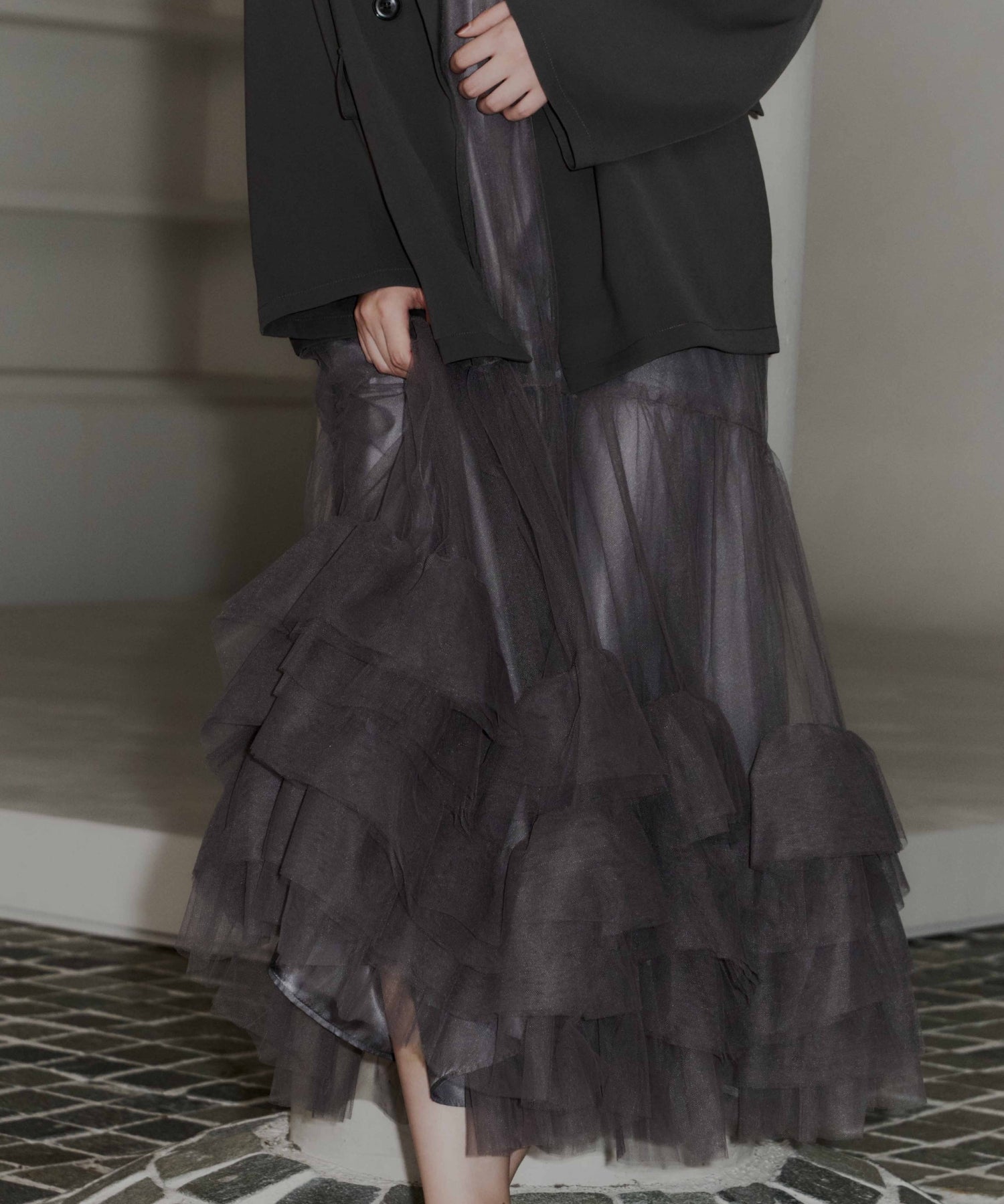 VOLUME TULLE JACKET SET DRESS