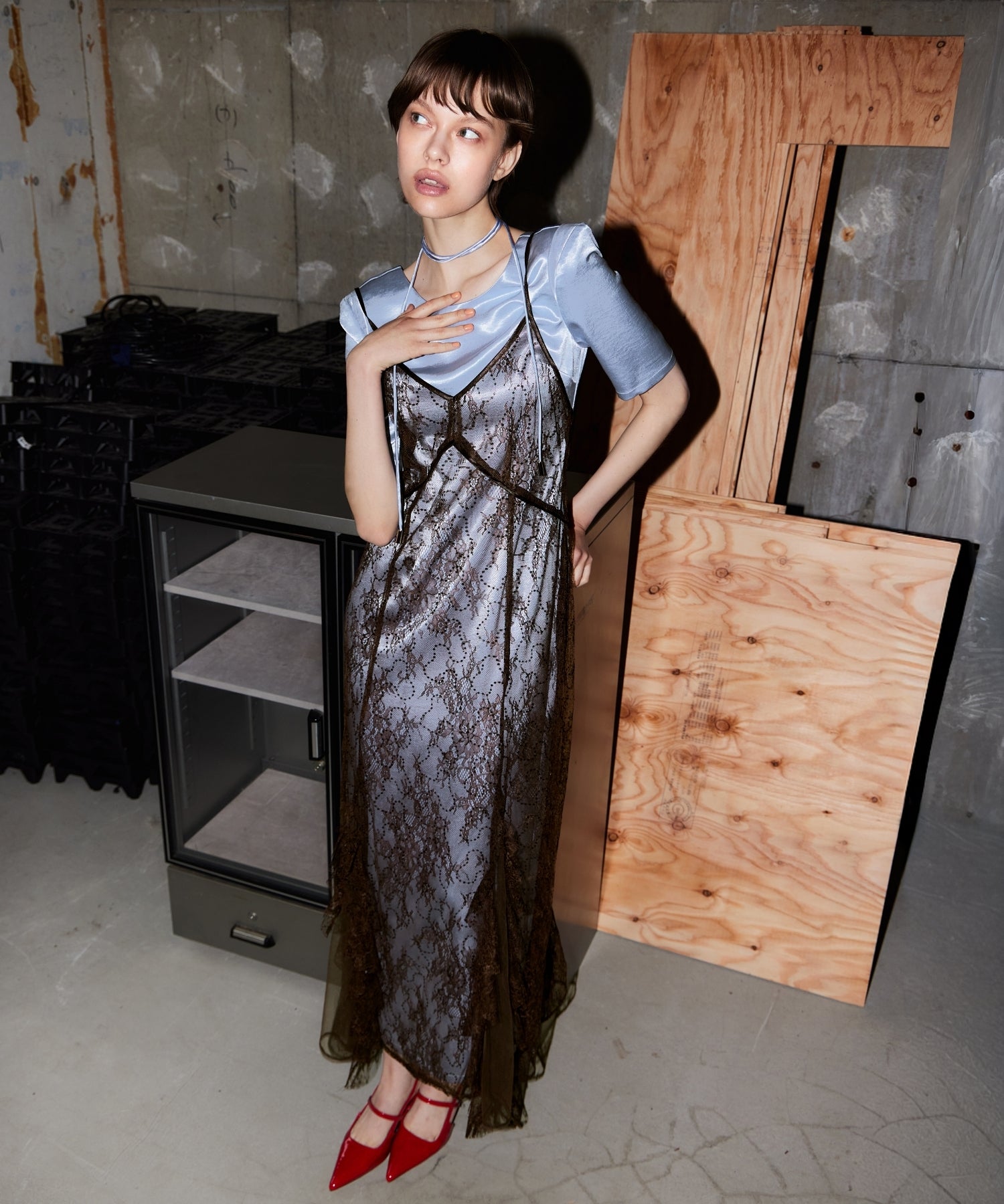 SPARKLE LACE SATIN DRESS