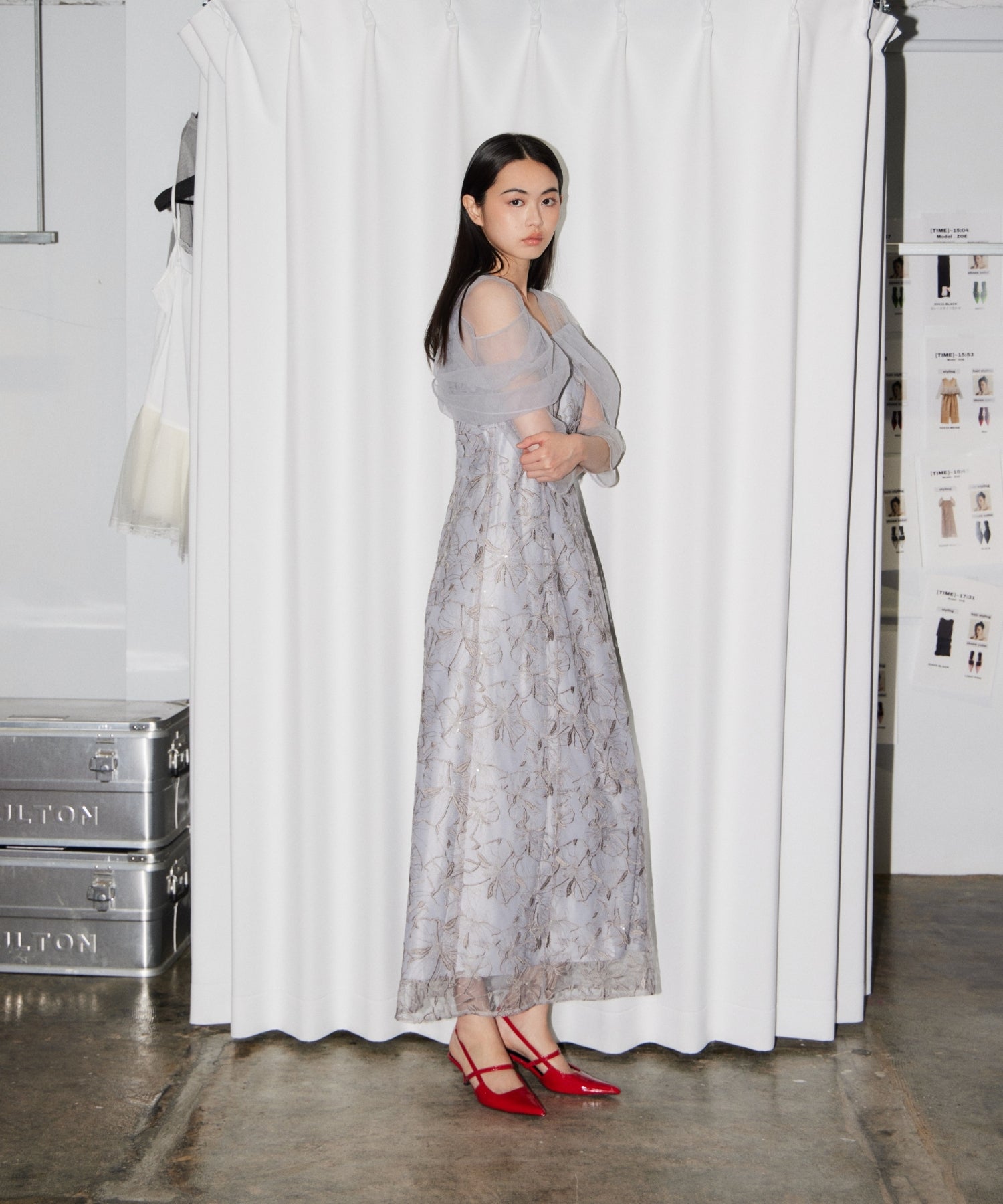 TULLE DRAPE SPANGLE DRESS