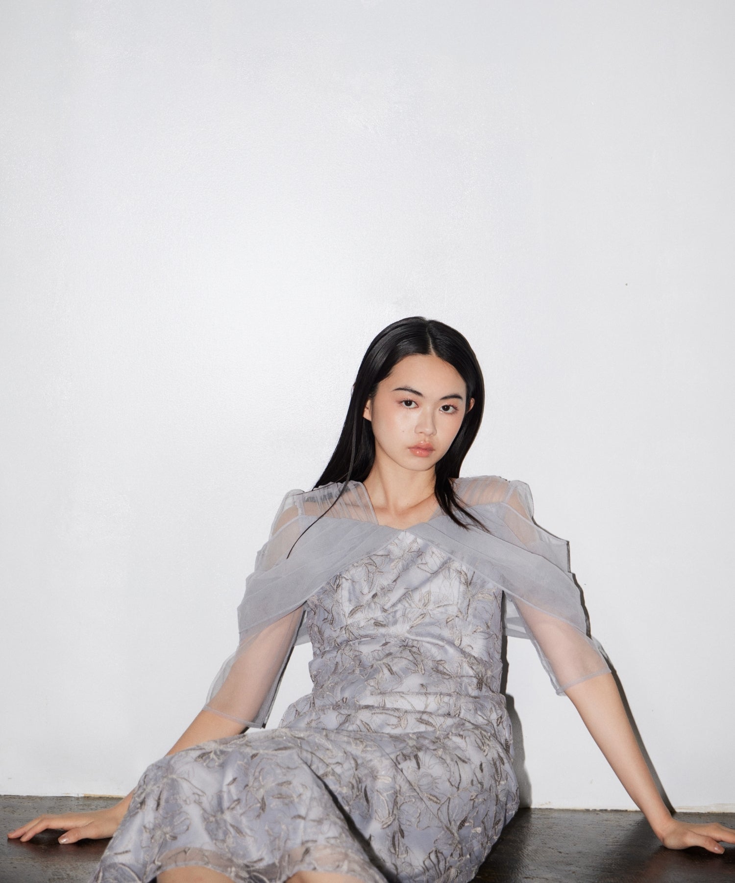TULLE DRAPE SPANGLE DRESS